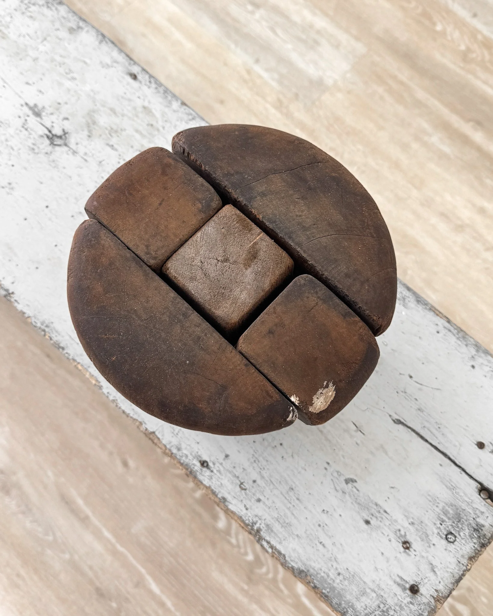 Antique Wooden Puzzle Hat Blocks