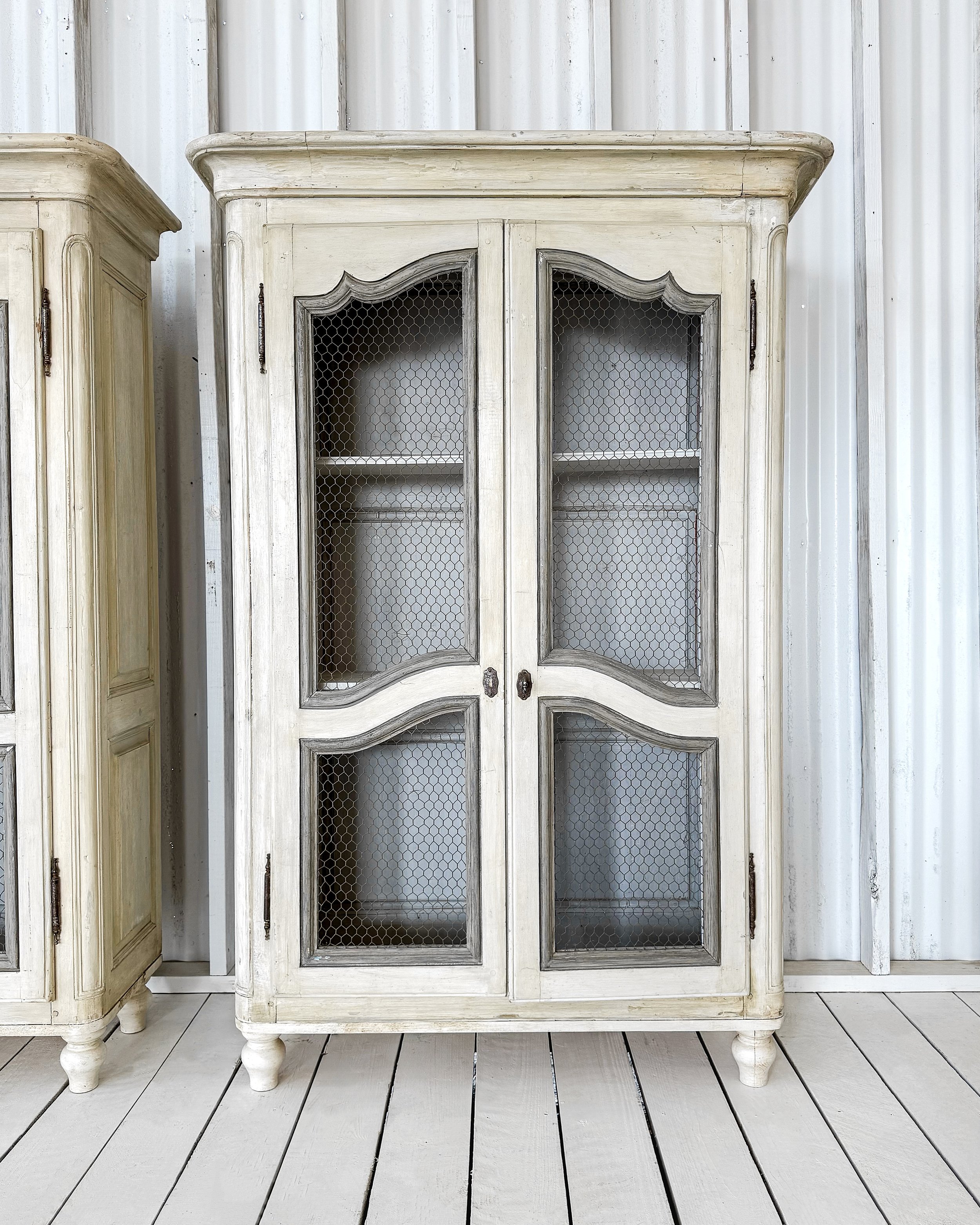 19th Century French Petite Bookcase with Wire Mesh Doors