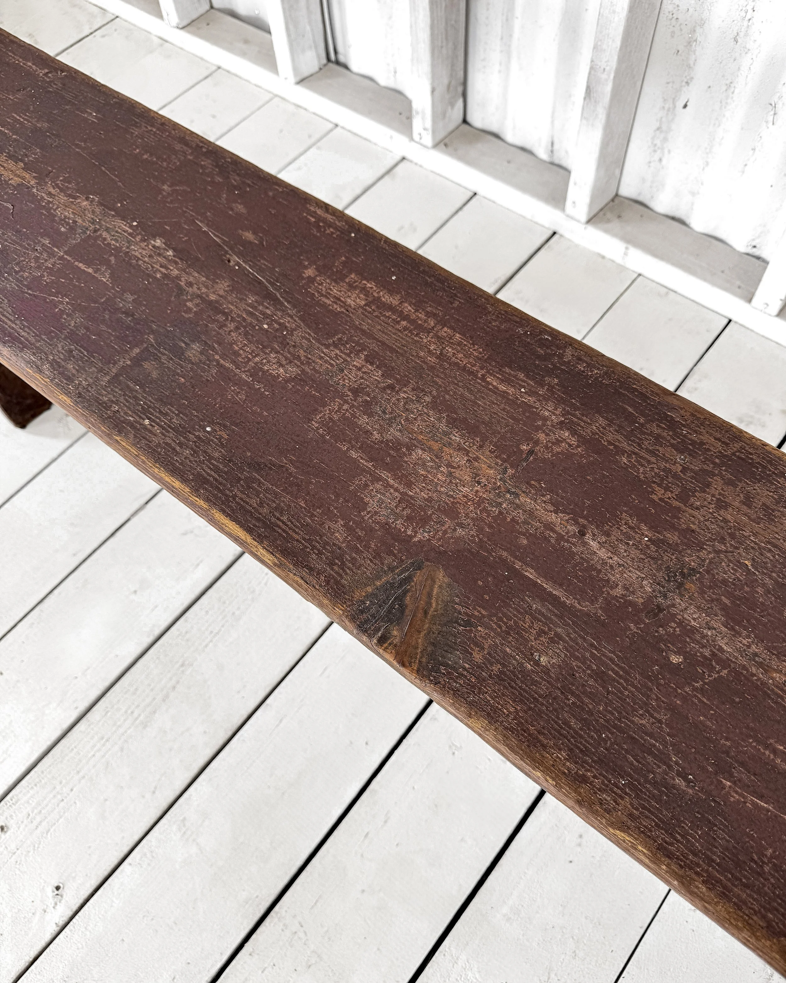 Antique English Painted Farmhouse Bench with Apron