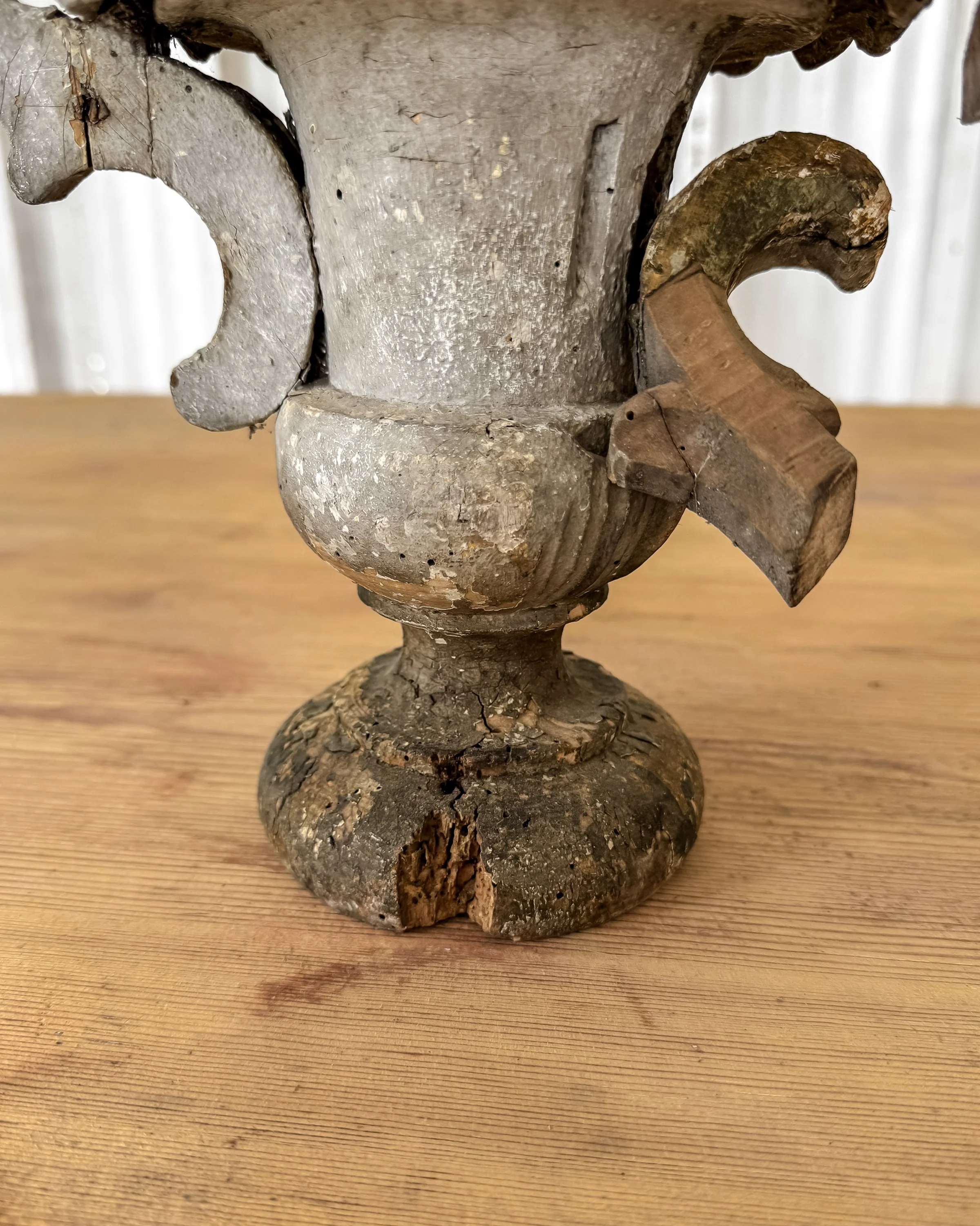Antique French Wooden Fragment Candlestick Finials