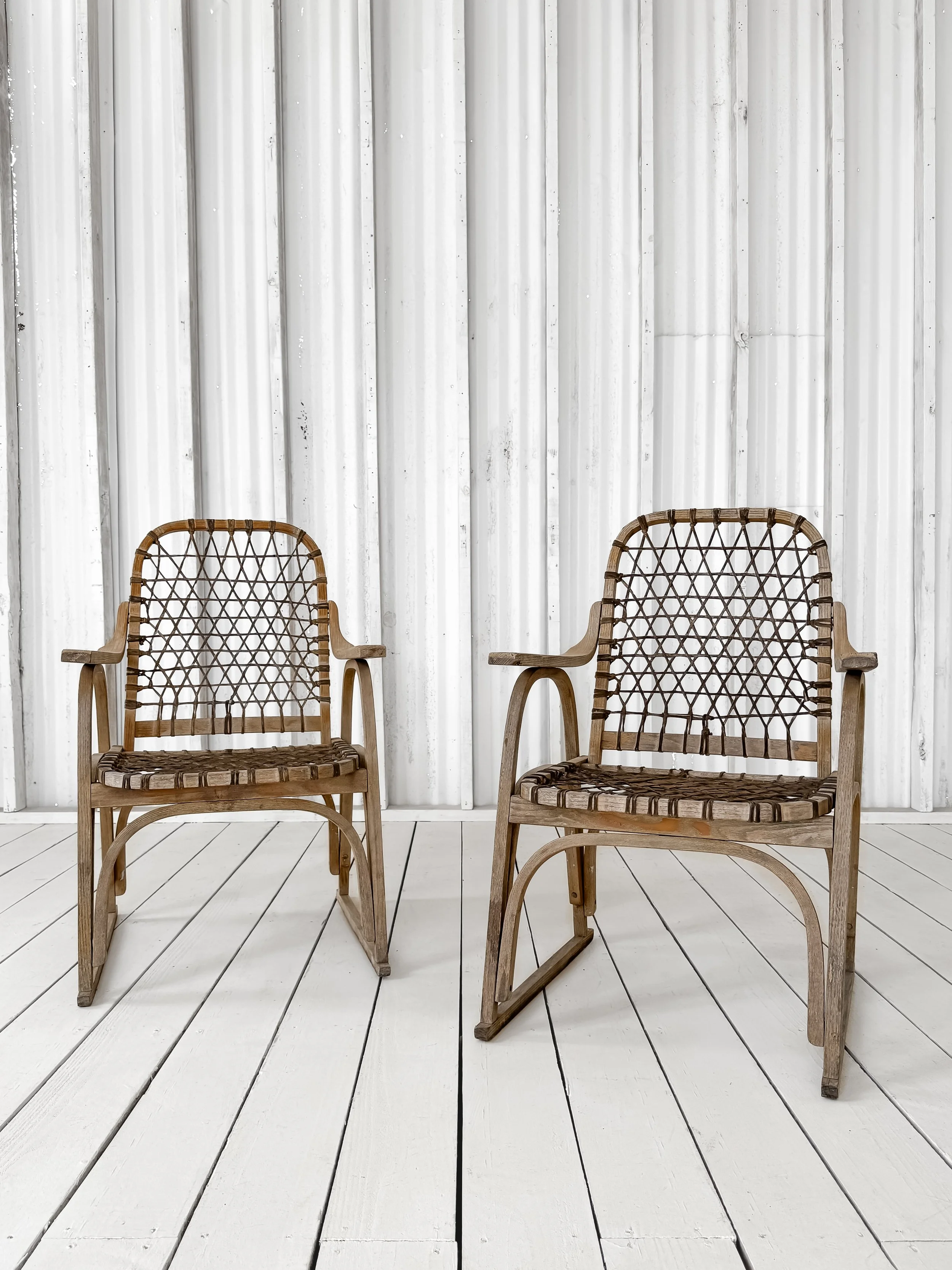 (Pair) Danish Woven Bentwood Chairs