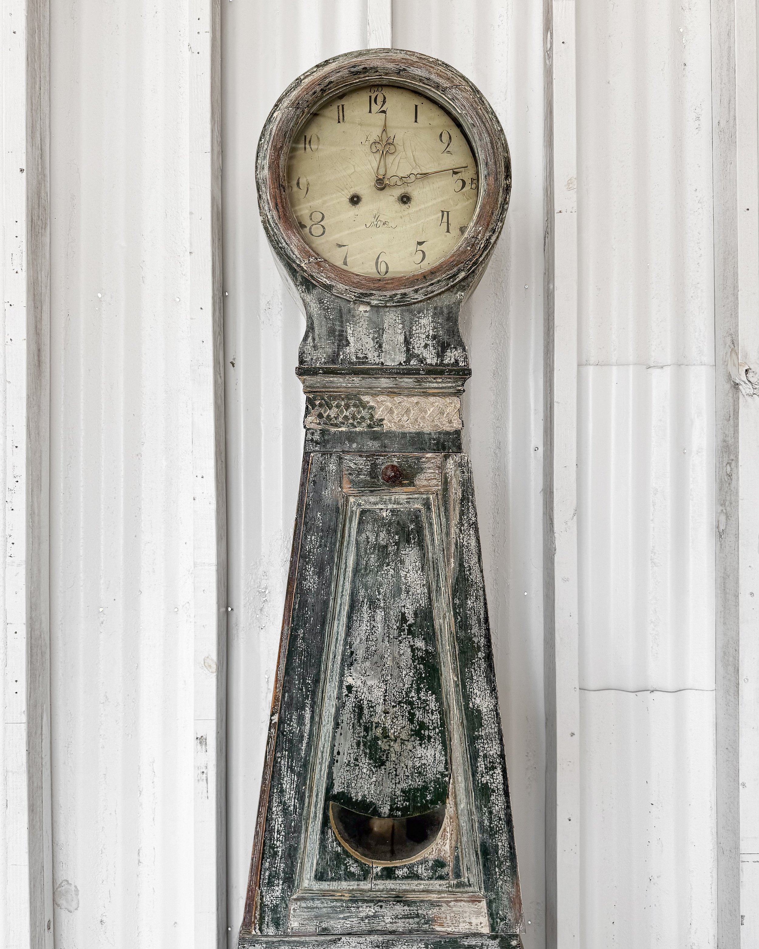 Antique Dry Scraped Swedish Tall Case Clock