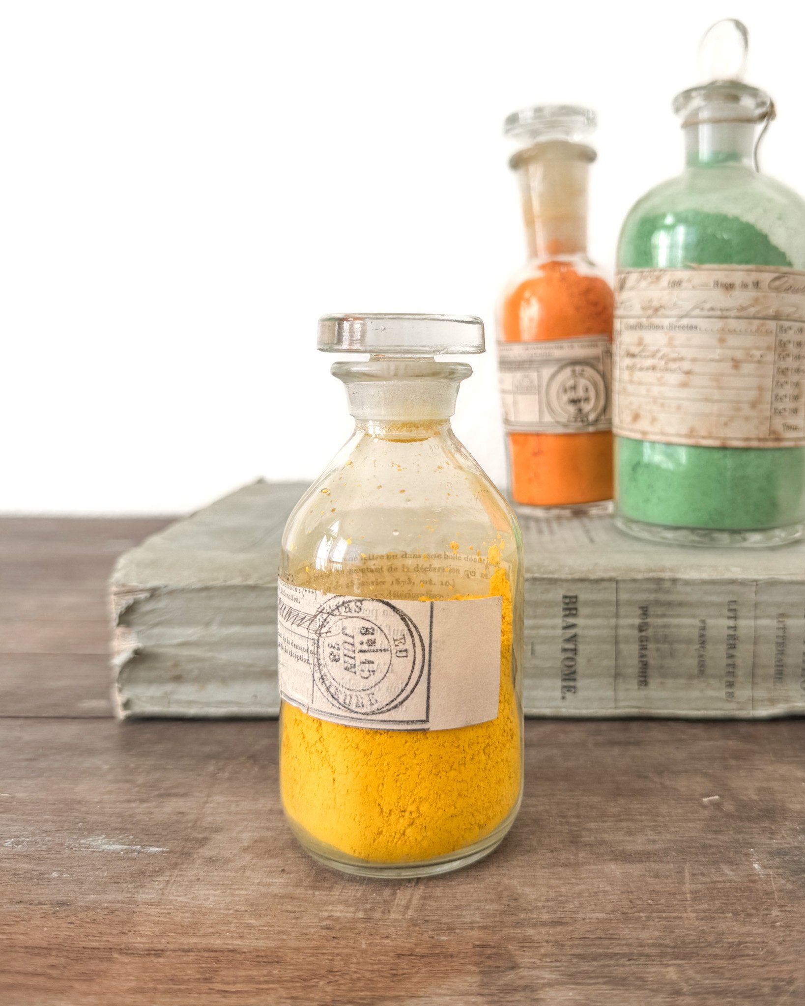 19th Century French Paint Pigments in Glass Bottles