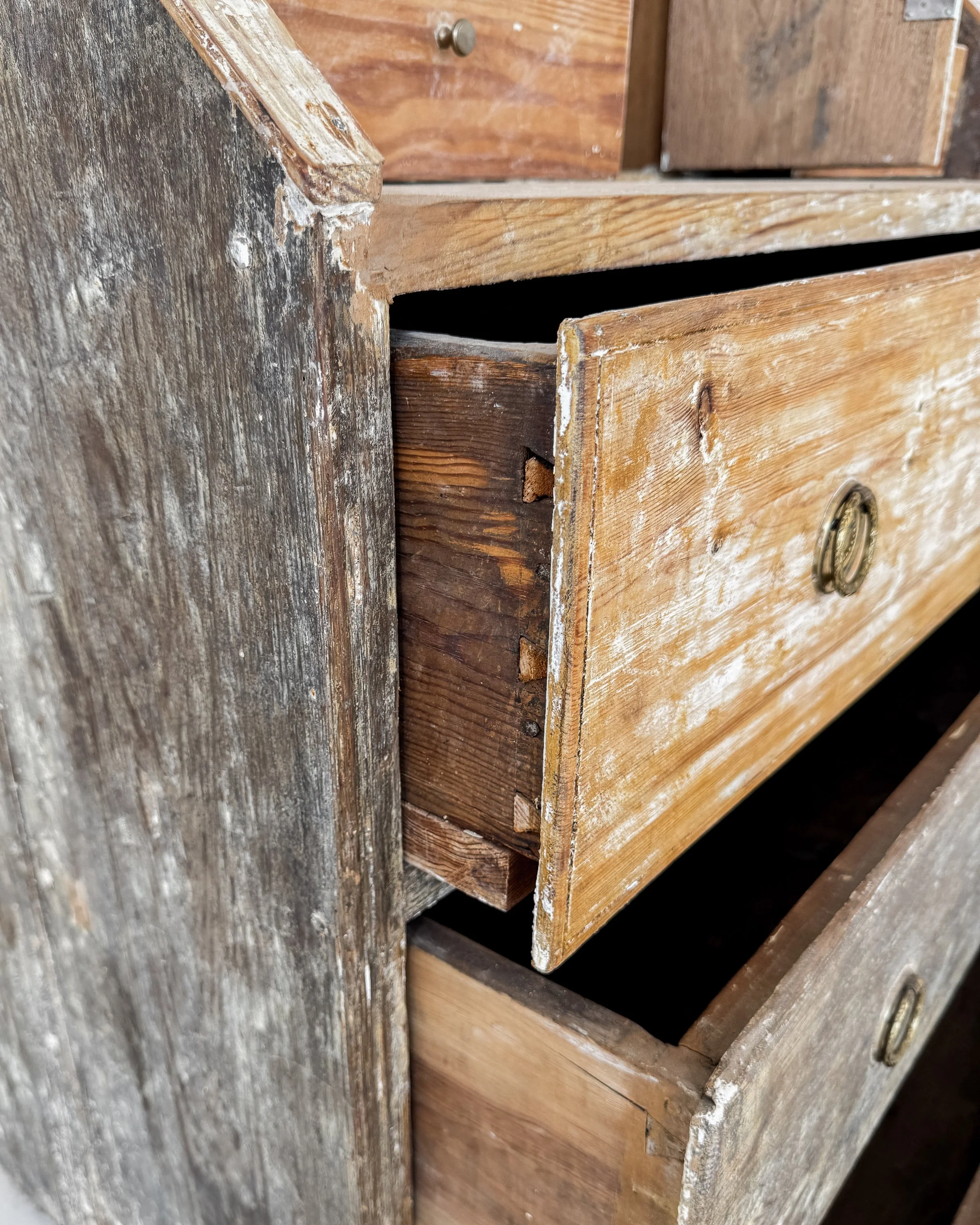 18th Century Swedish Gustavian Writing Bureau in Dry-Scraped Pine