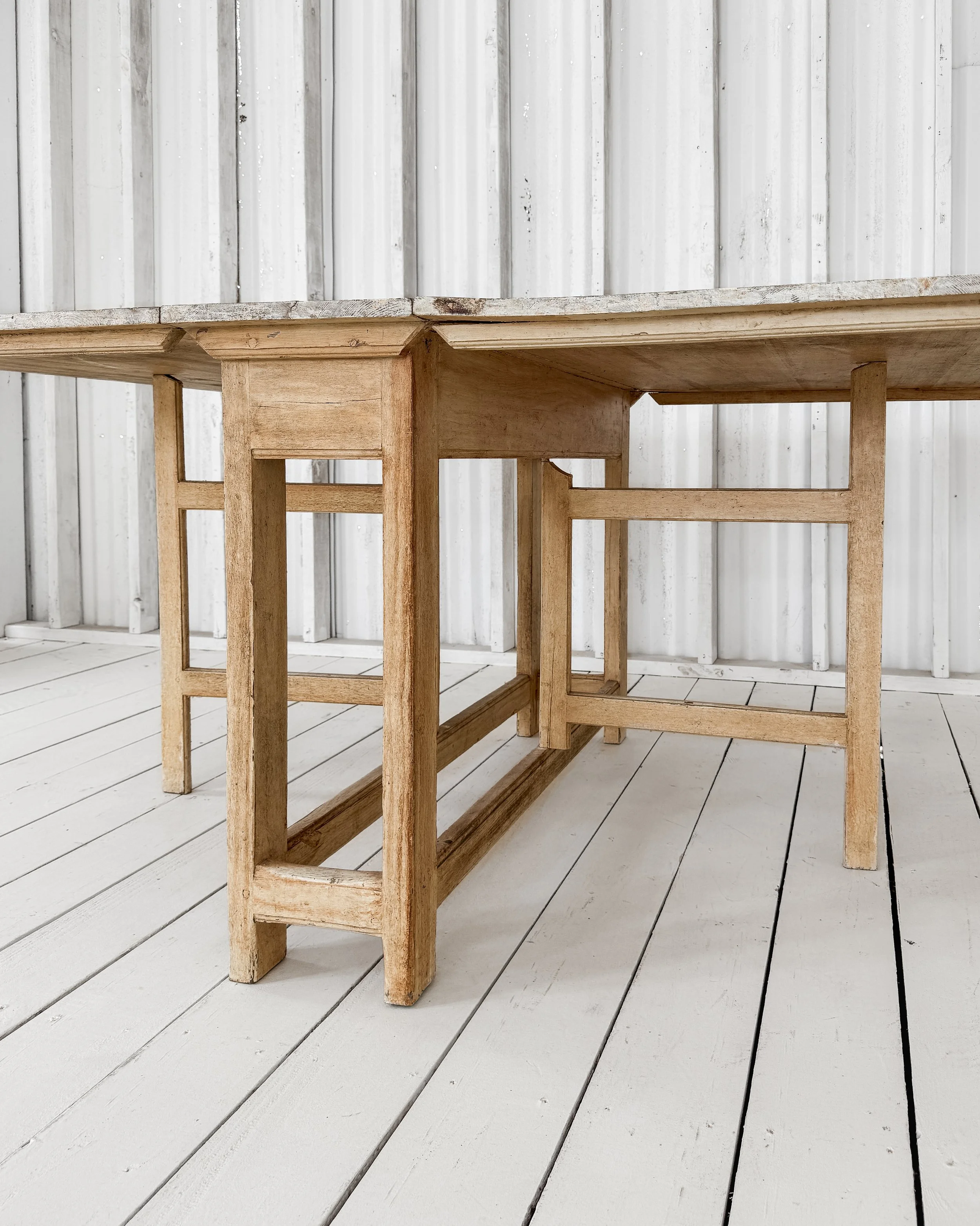 Antique Swedish Pine Dry-Scraped Slagbord Table