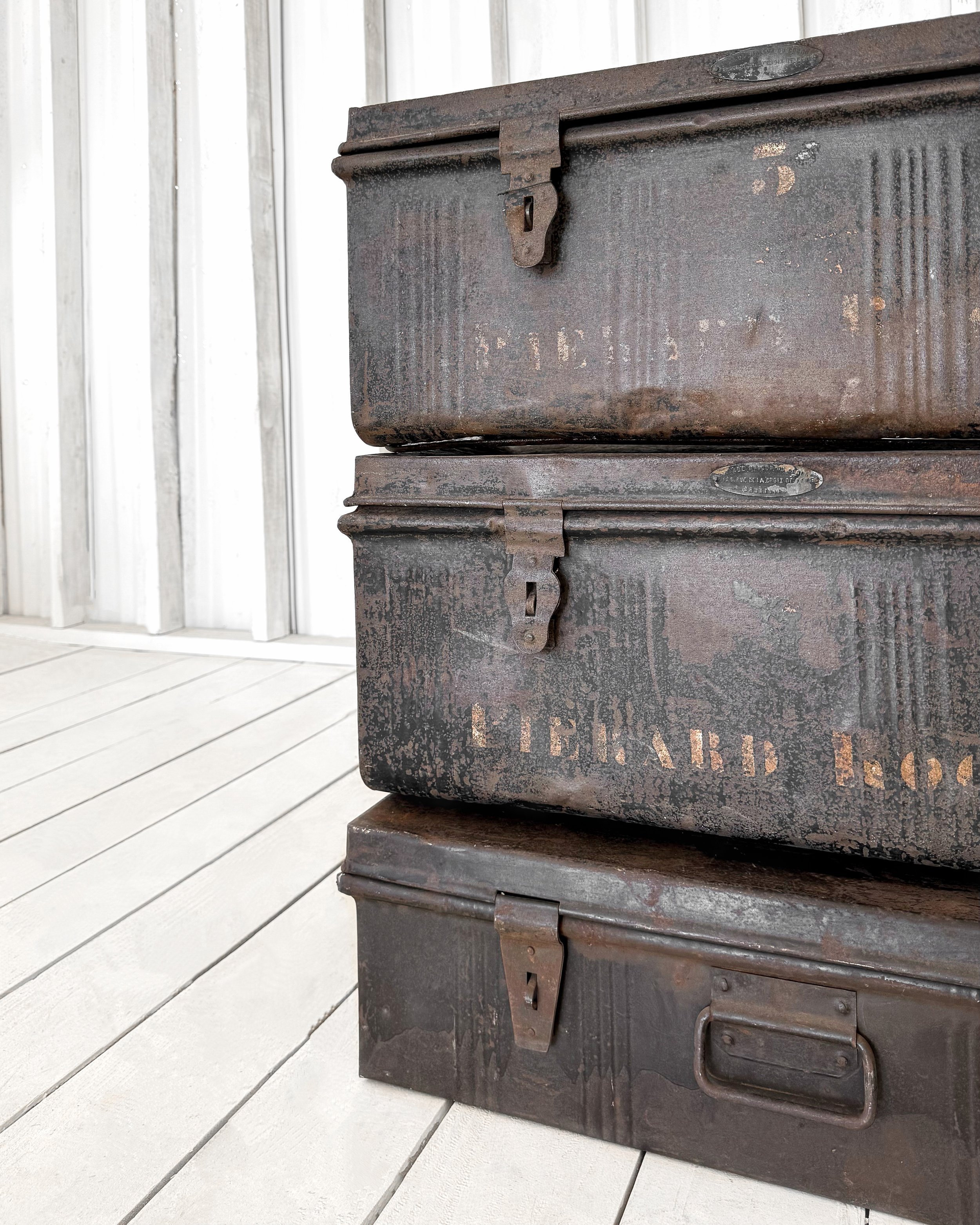 Vintage Metal European Document Boxes