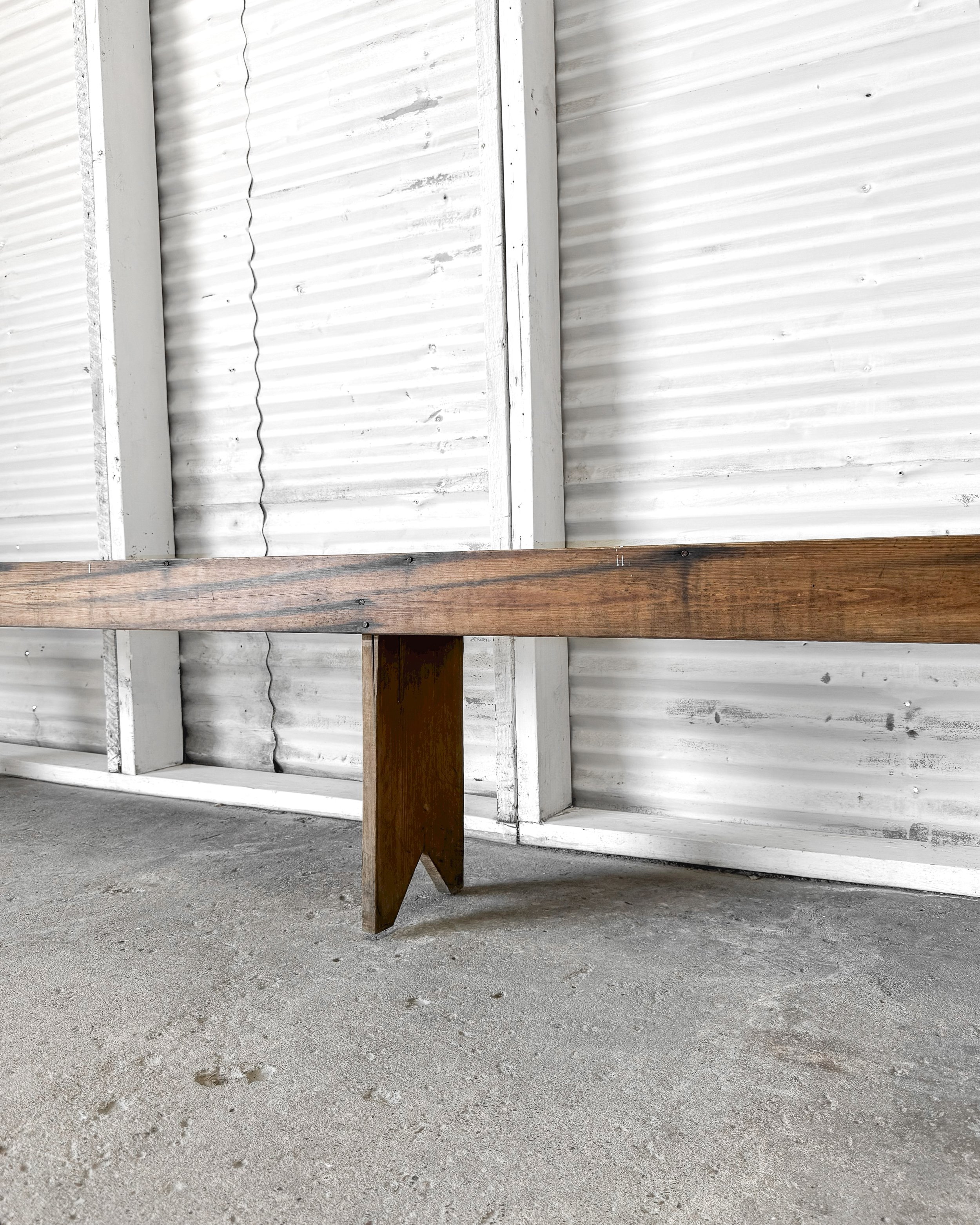 Antique French Wooden Farmhouse Bench