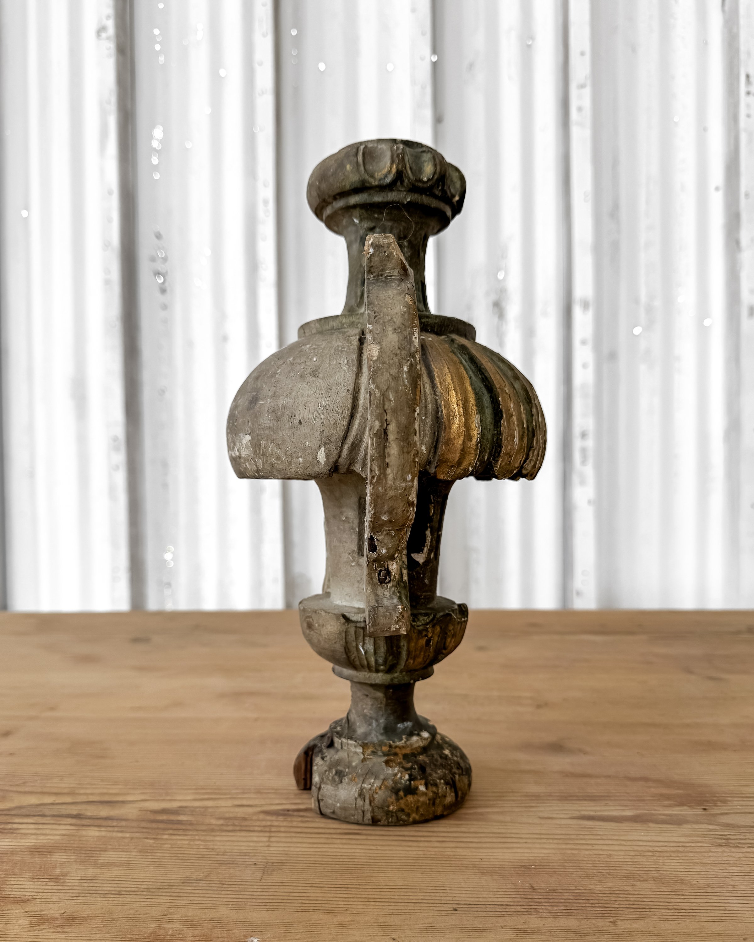 Antique French Wooden Fragment Candlestick Finials