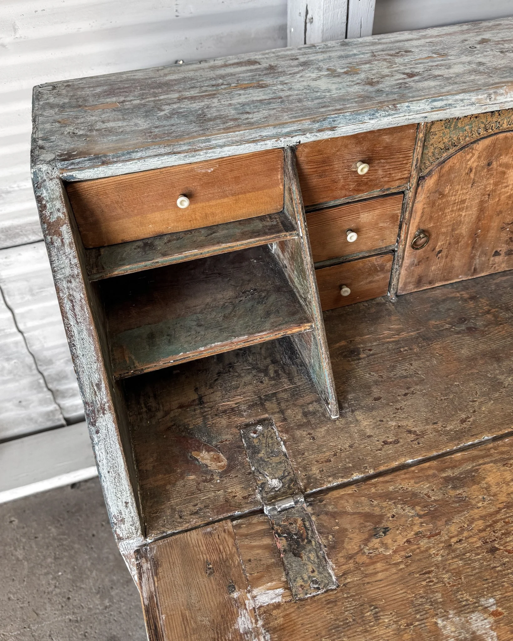 19th C. Swedish Writing Bureau with Dragged Paint