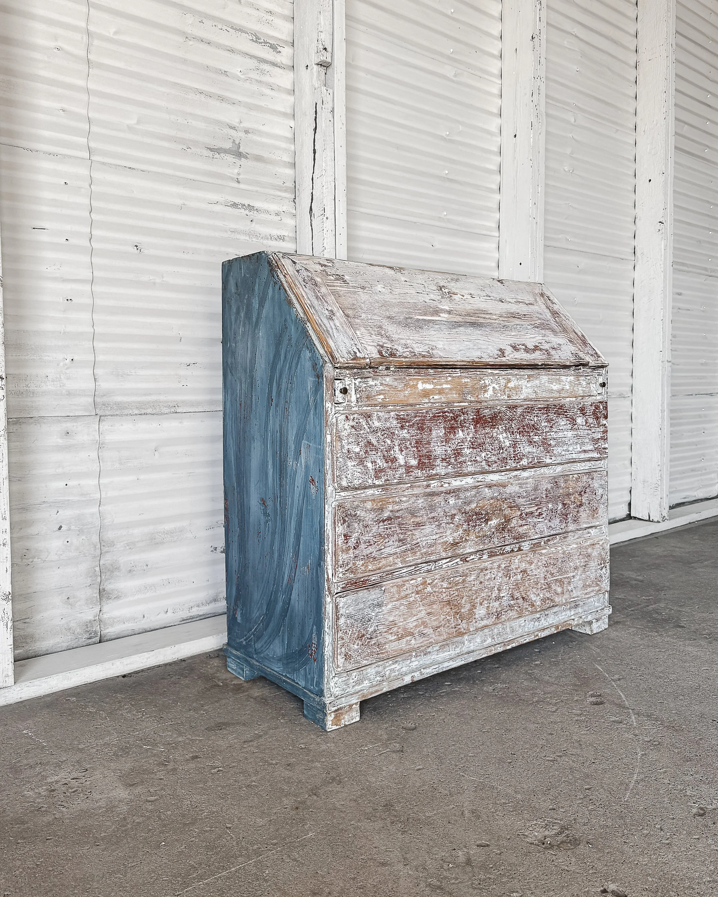 19th Century Swedish Writing Bureau with Dragged Paint