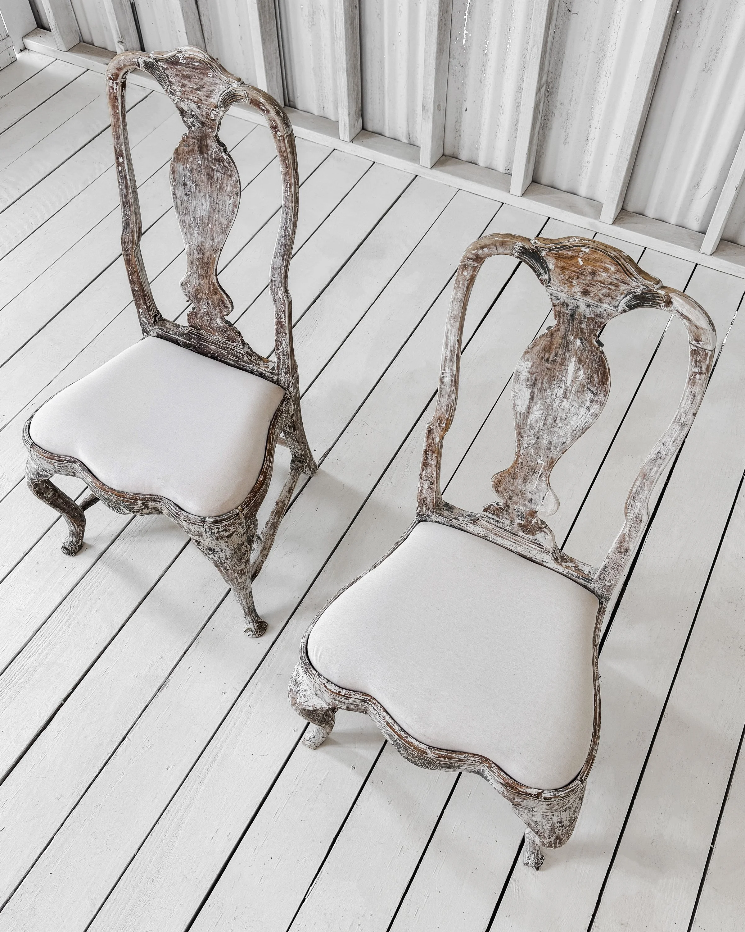 Painted Swedish Baroque Chairs