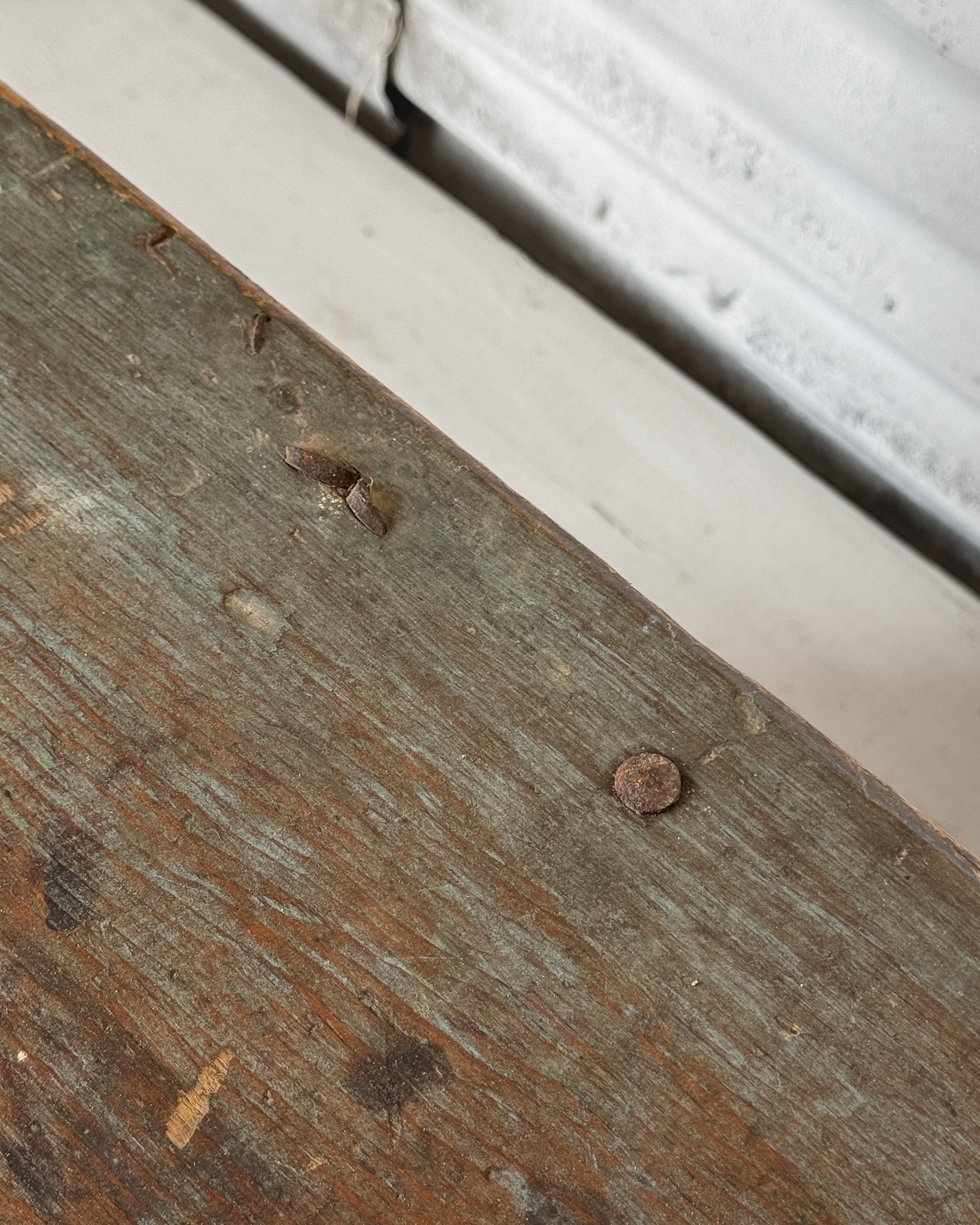 18th C. Blanket Chest with Teal Blue Paint