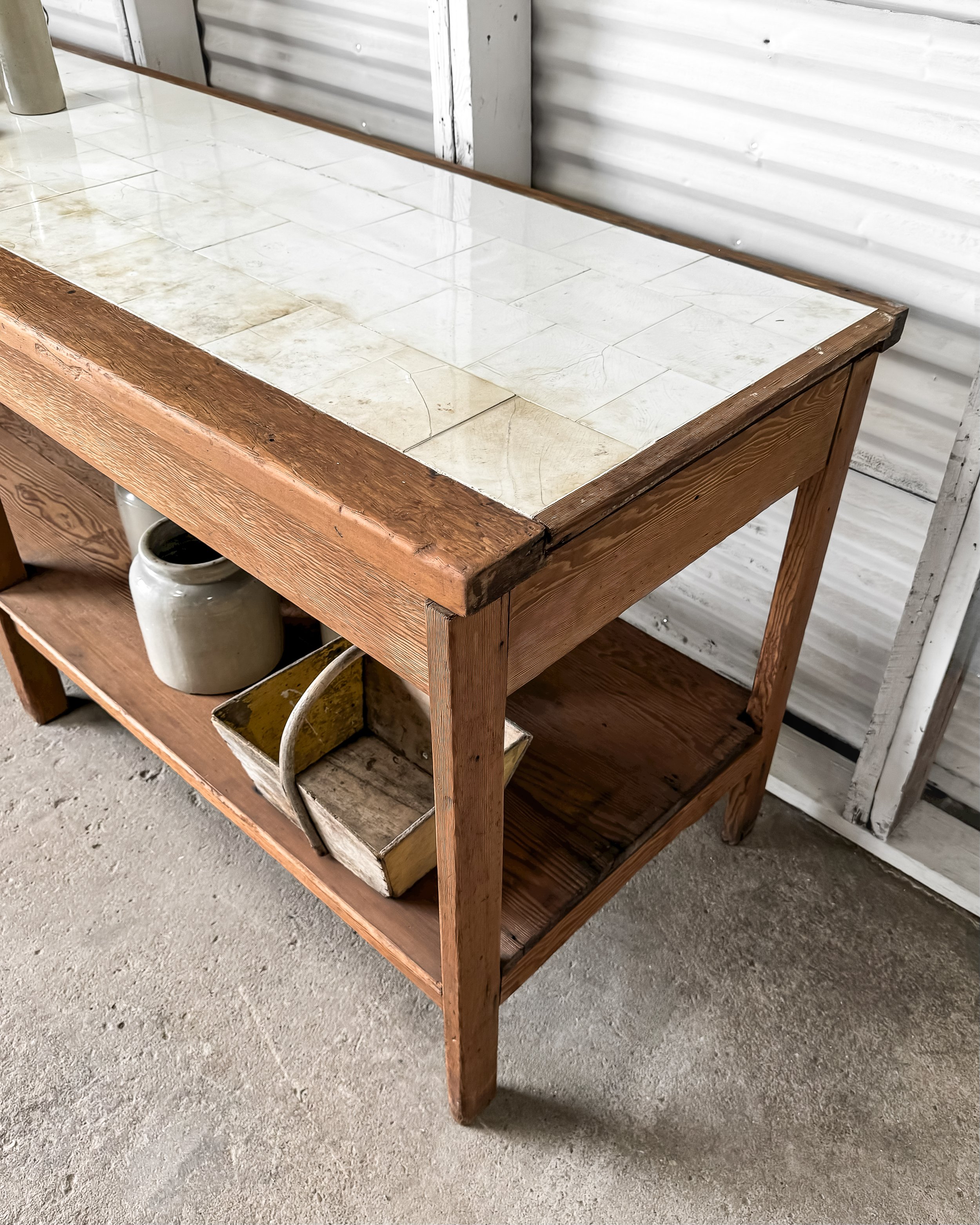 19th Century Villeroy & Boch Tiled Belgian Laboratory Table