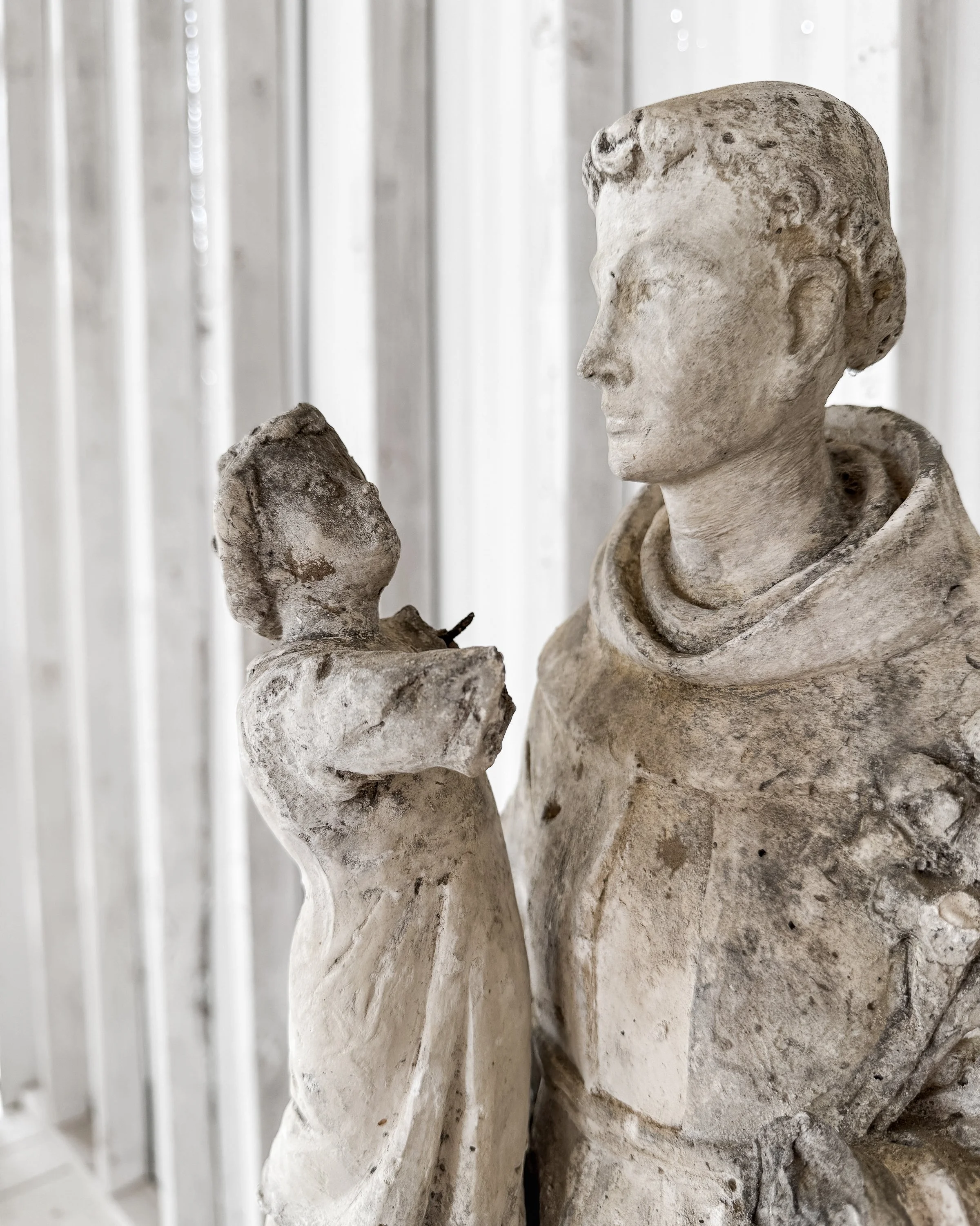 19th-Century Cast Plaster Saint Anthony Statue