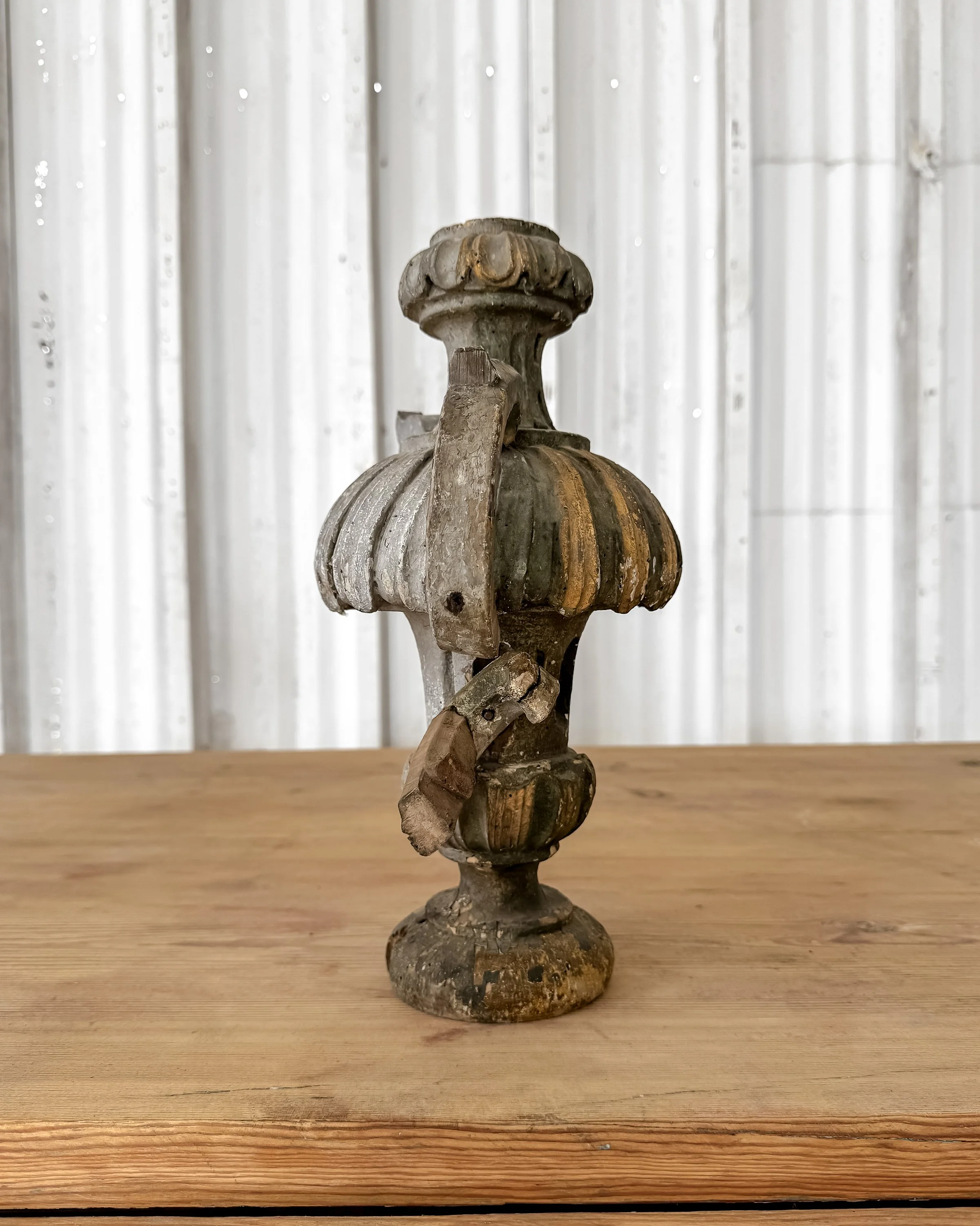 Antique French Wooden Fragment Candlestick Finials