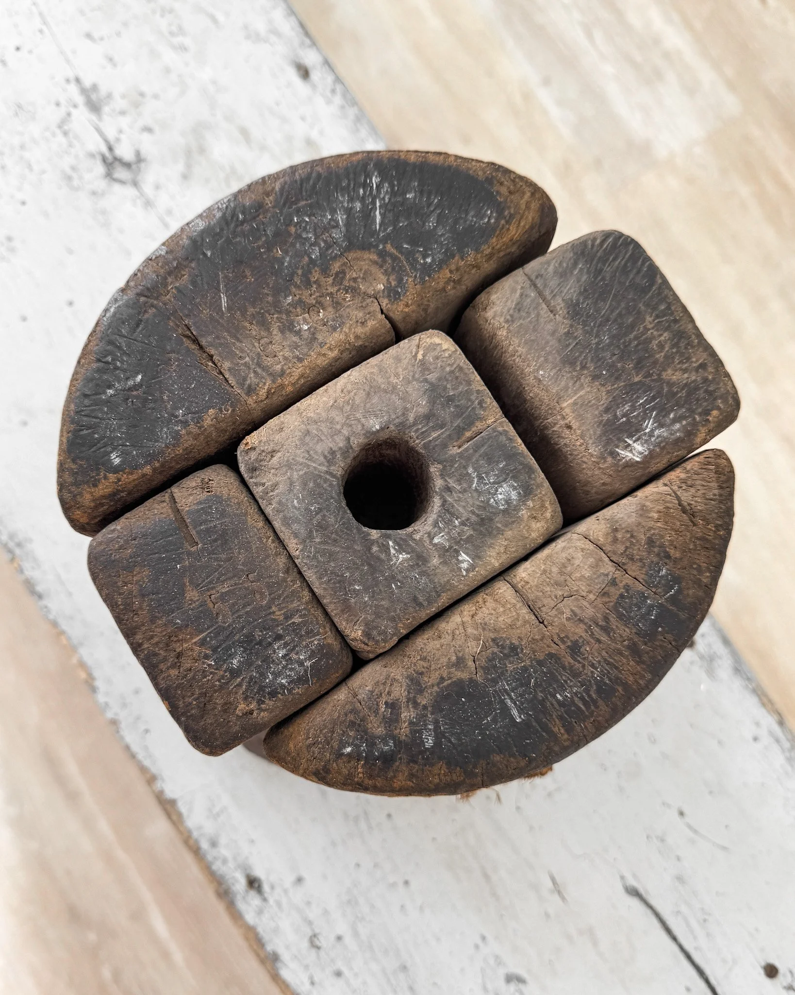 Antique Wooden Puzzle Hat Blocks