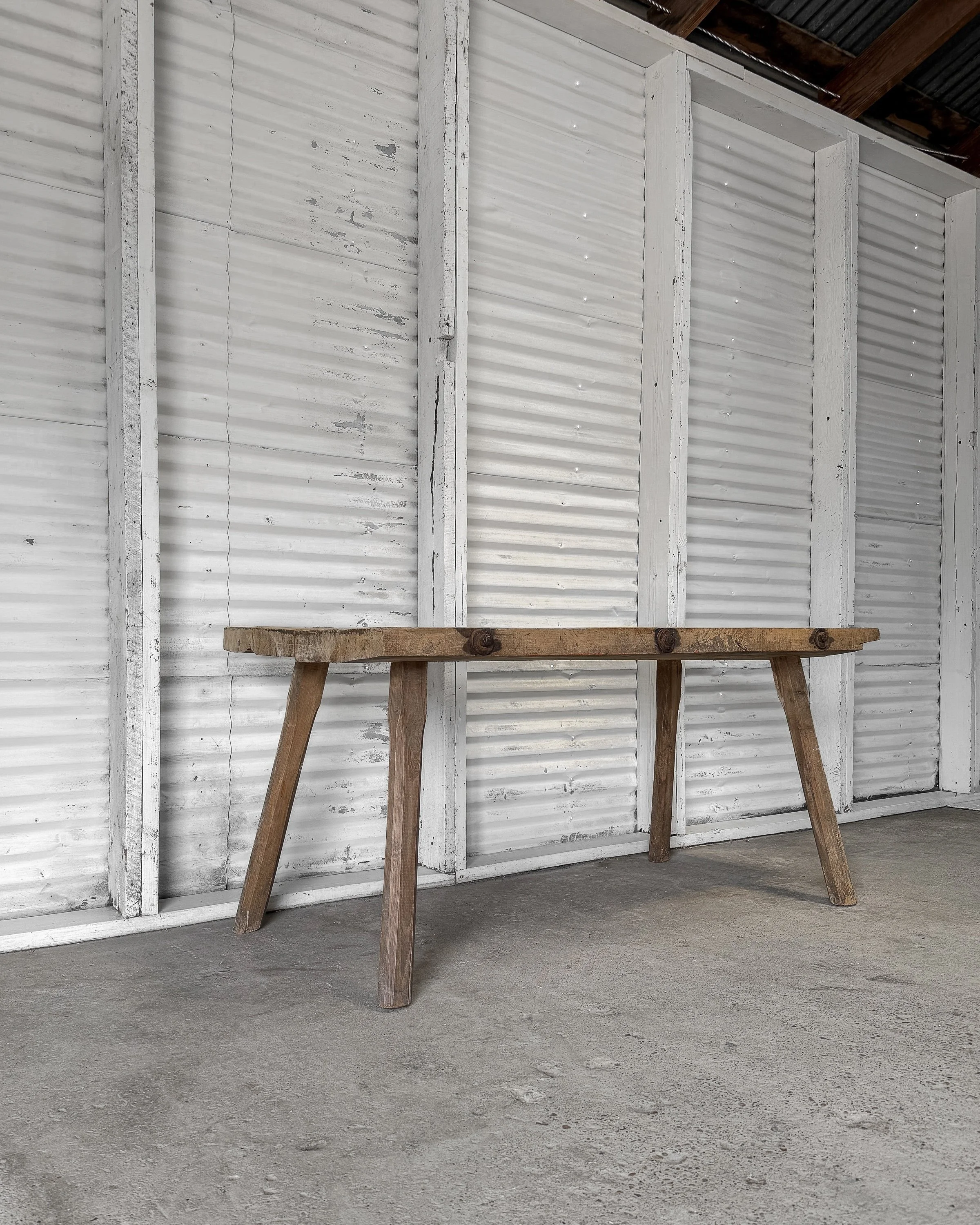 Antique Hungarian Console Work Table with Pegged Legs