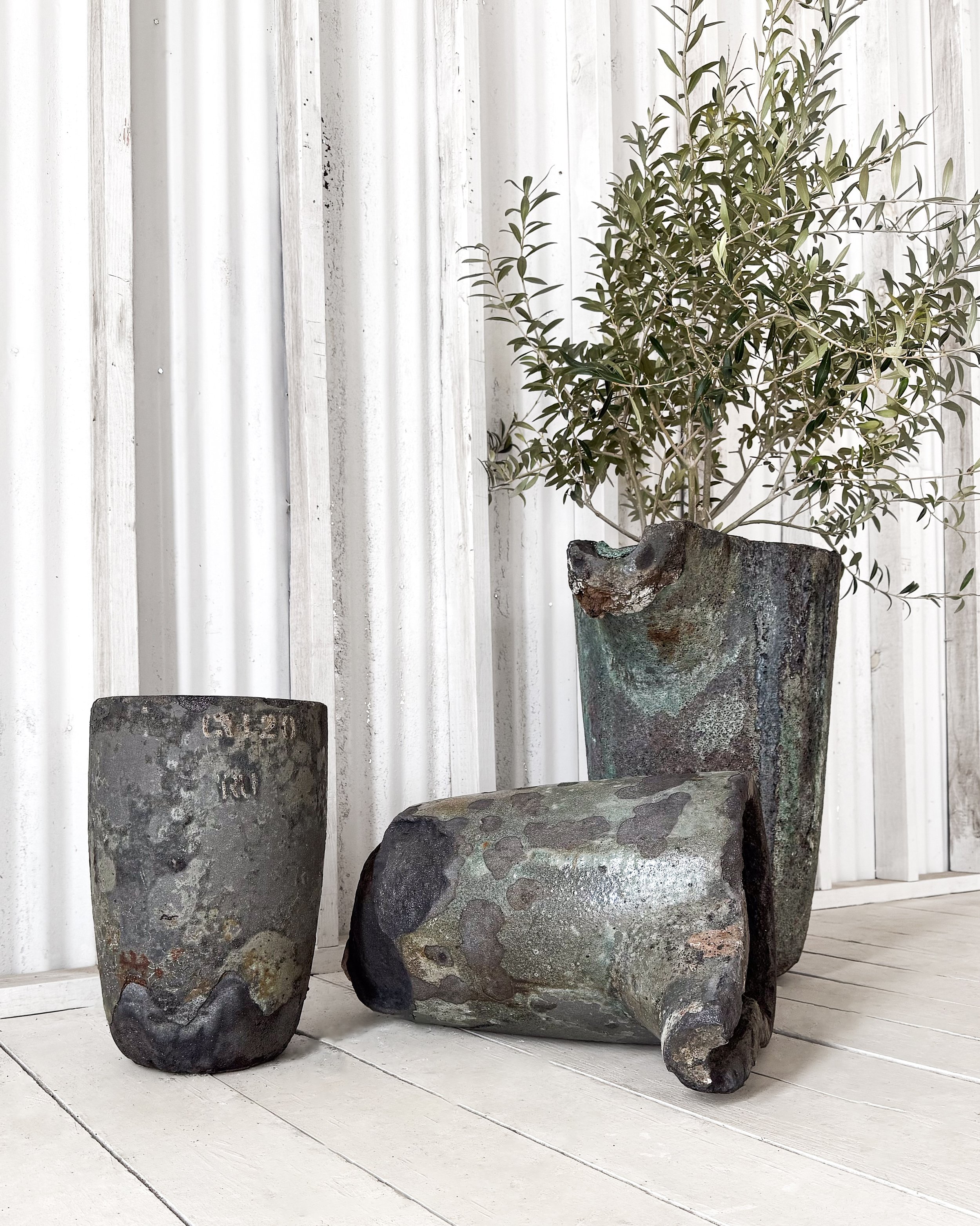 20th Century Industrial Lava Stone Foundry Crucibles