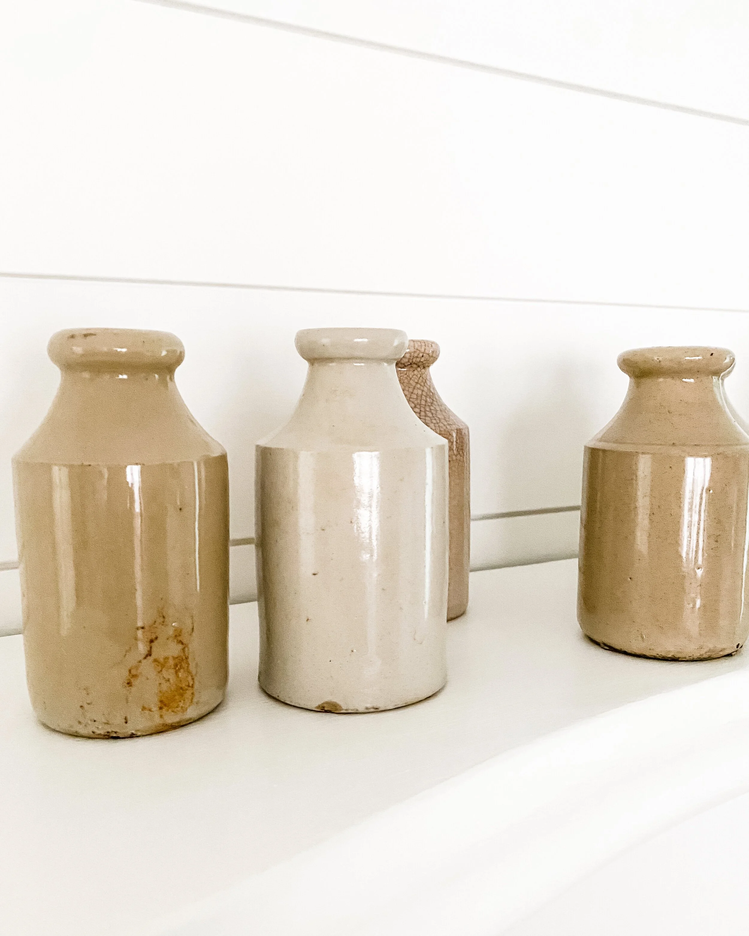 Small Victorian Stoneware Inkwell Bottles