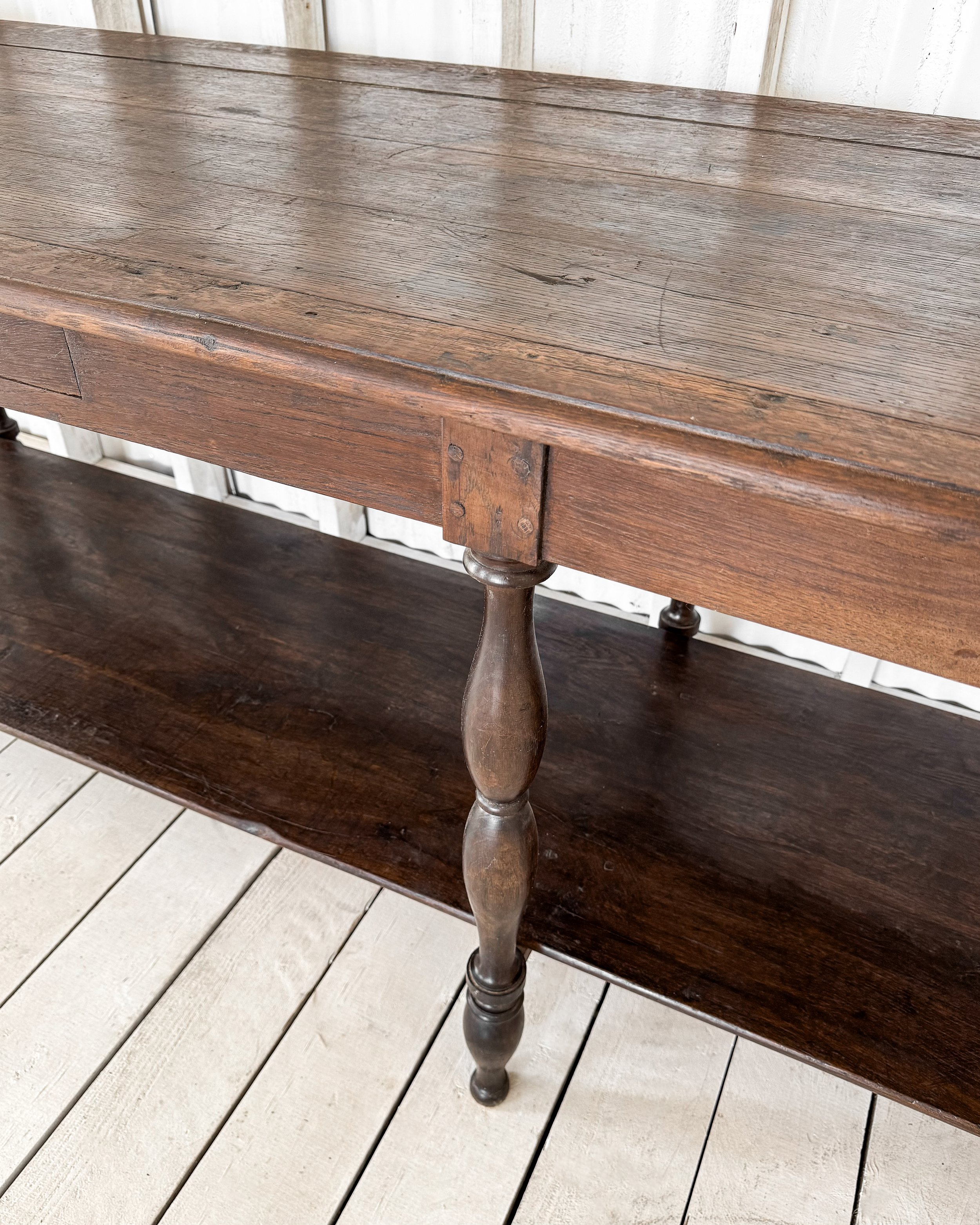 Antique French Draper's Table with Turned Legs