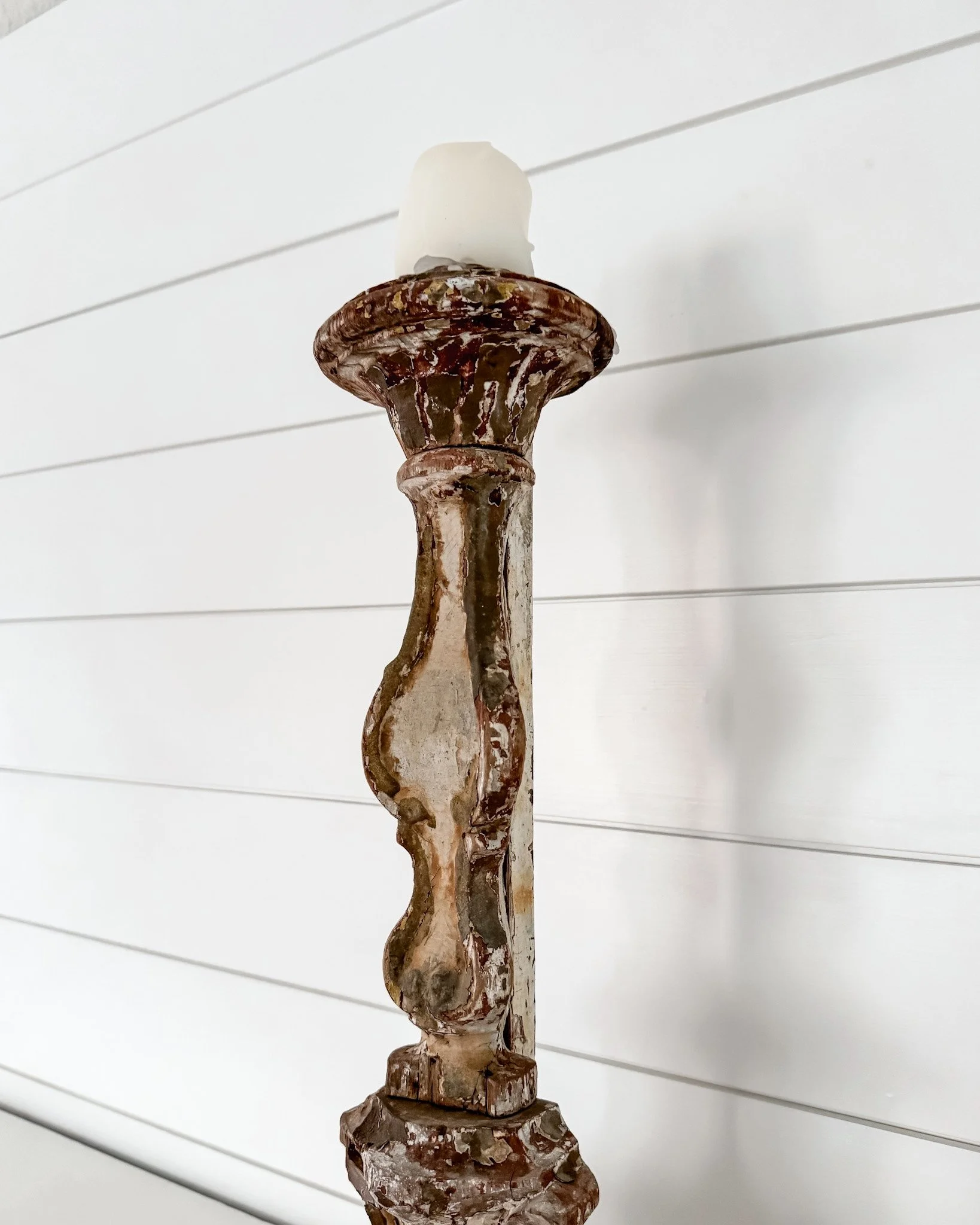 Antique French Wooden Fragment Candlesticks