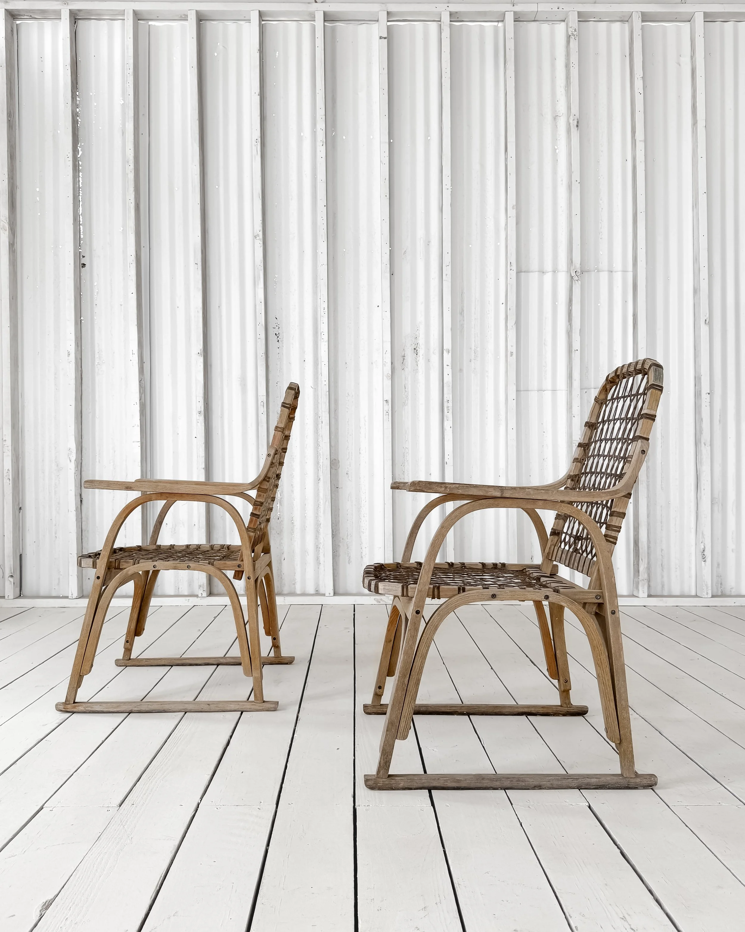 (Pair) Danish Woven Bentwood Chairs