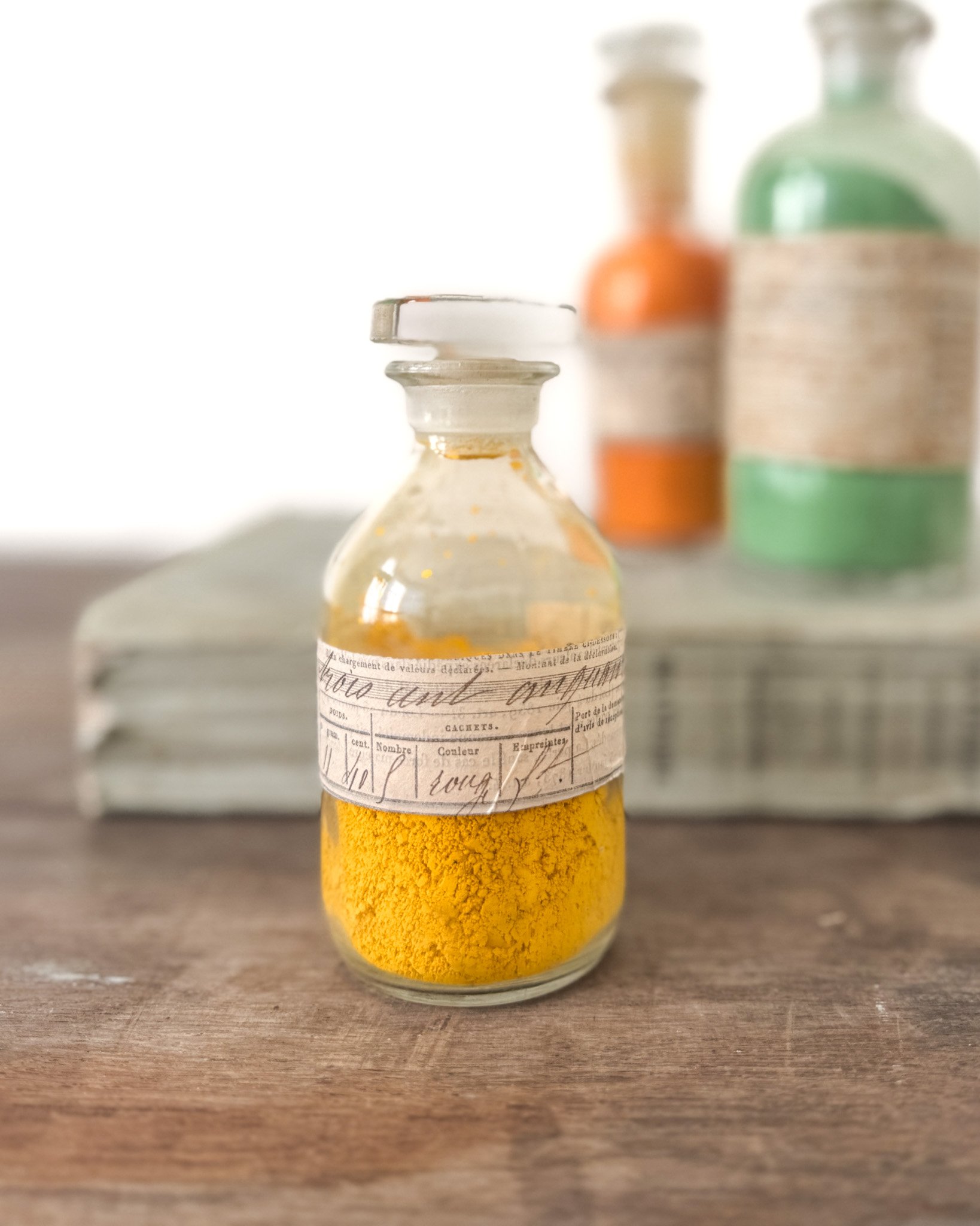 19th Century French Paint Pigments in Glass Bottles