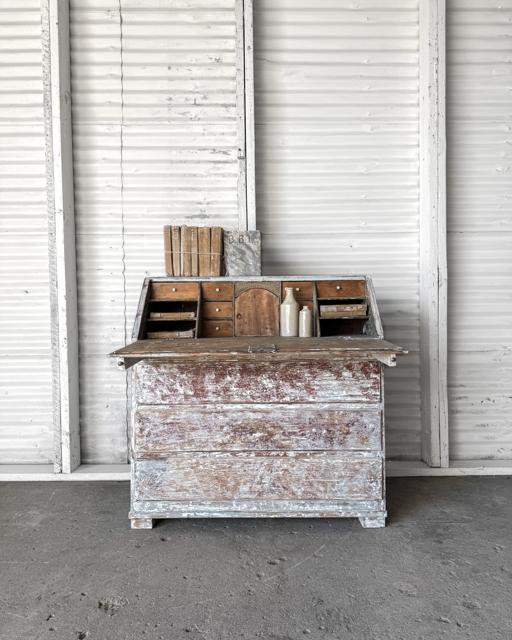 19th C. Swedish Writing Bureau with Dragged Paint