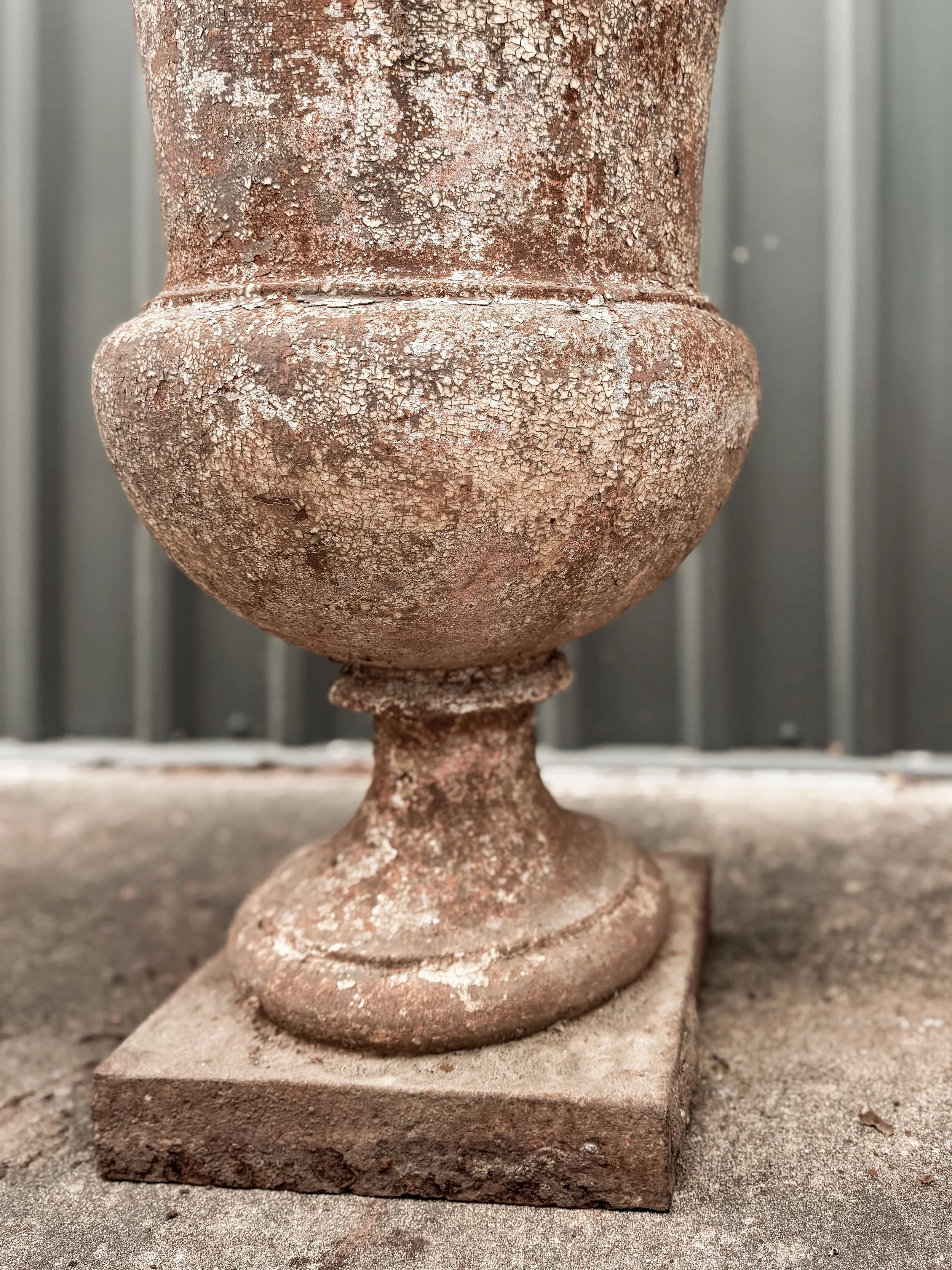 Antique French Cast Iron Medicis Campana Garden Urns