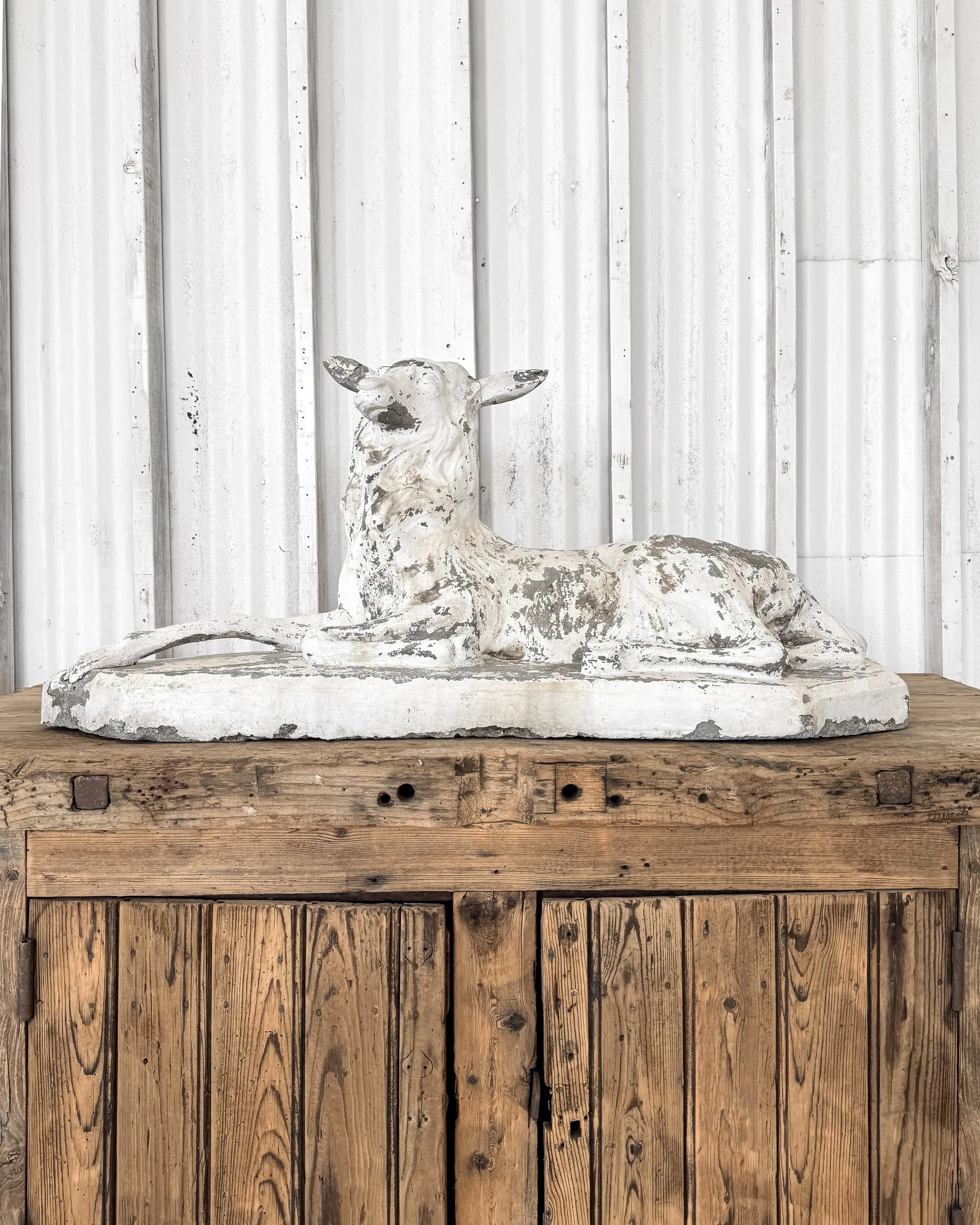 19th C. French Cast Cement Pastoral Stag Statue