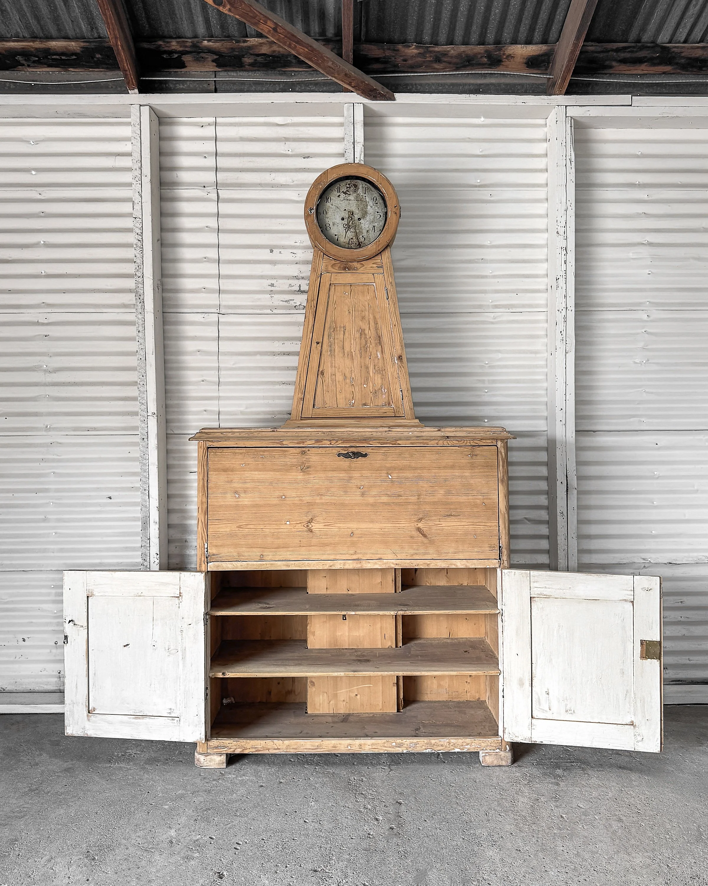 18th century Swedish Gustavian Mora Clock Secretary