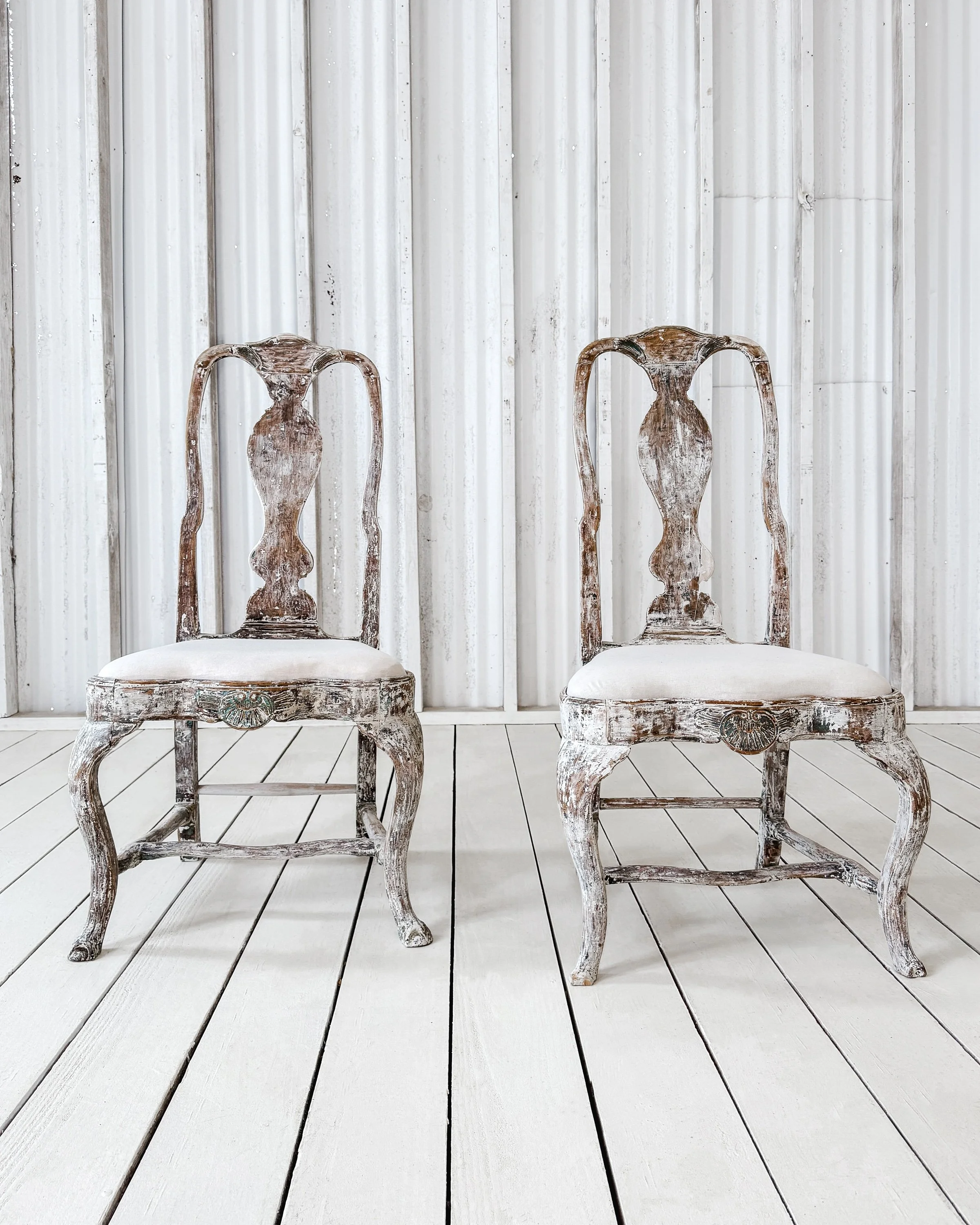 Painted Swedish Baroque Chairs