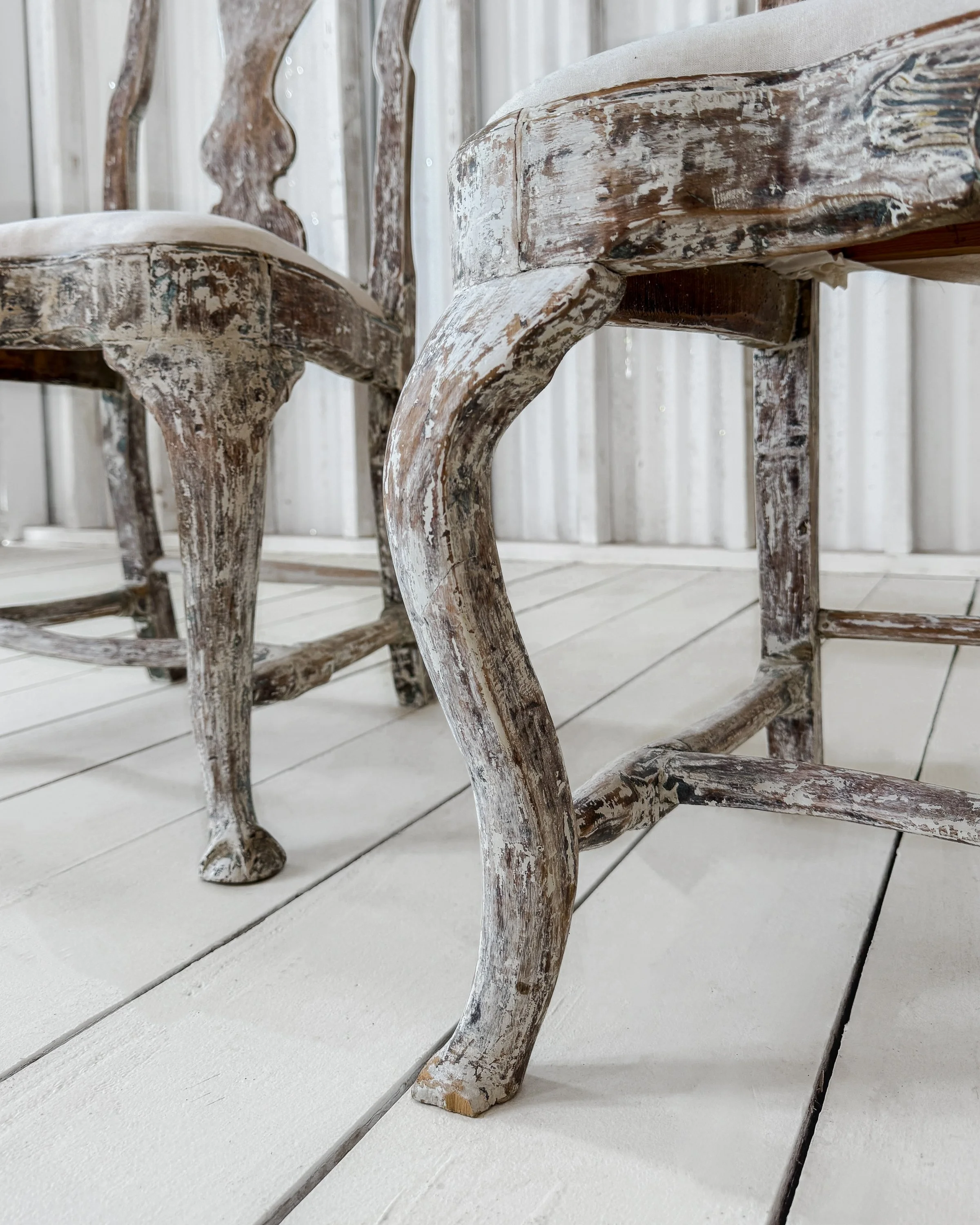 Painted Swedish Baroque Chairs