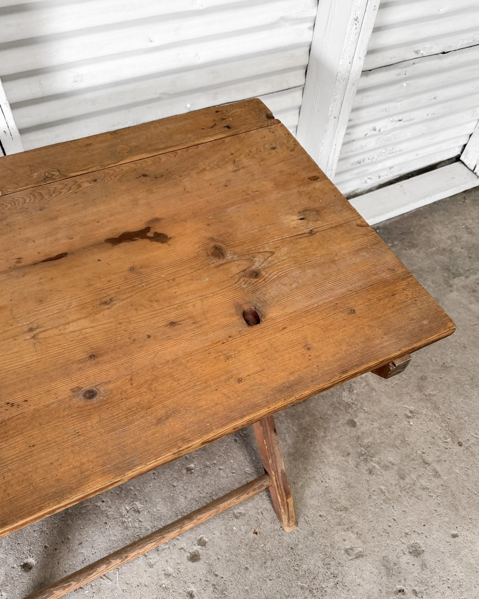 19th-Century Belgian Natural Pine Folding Table