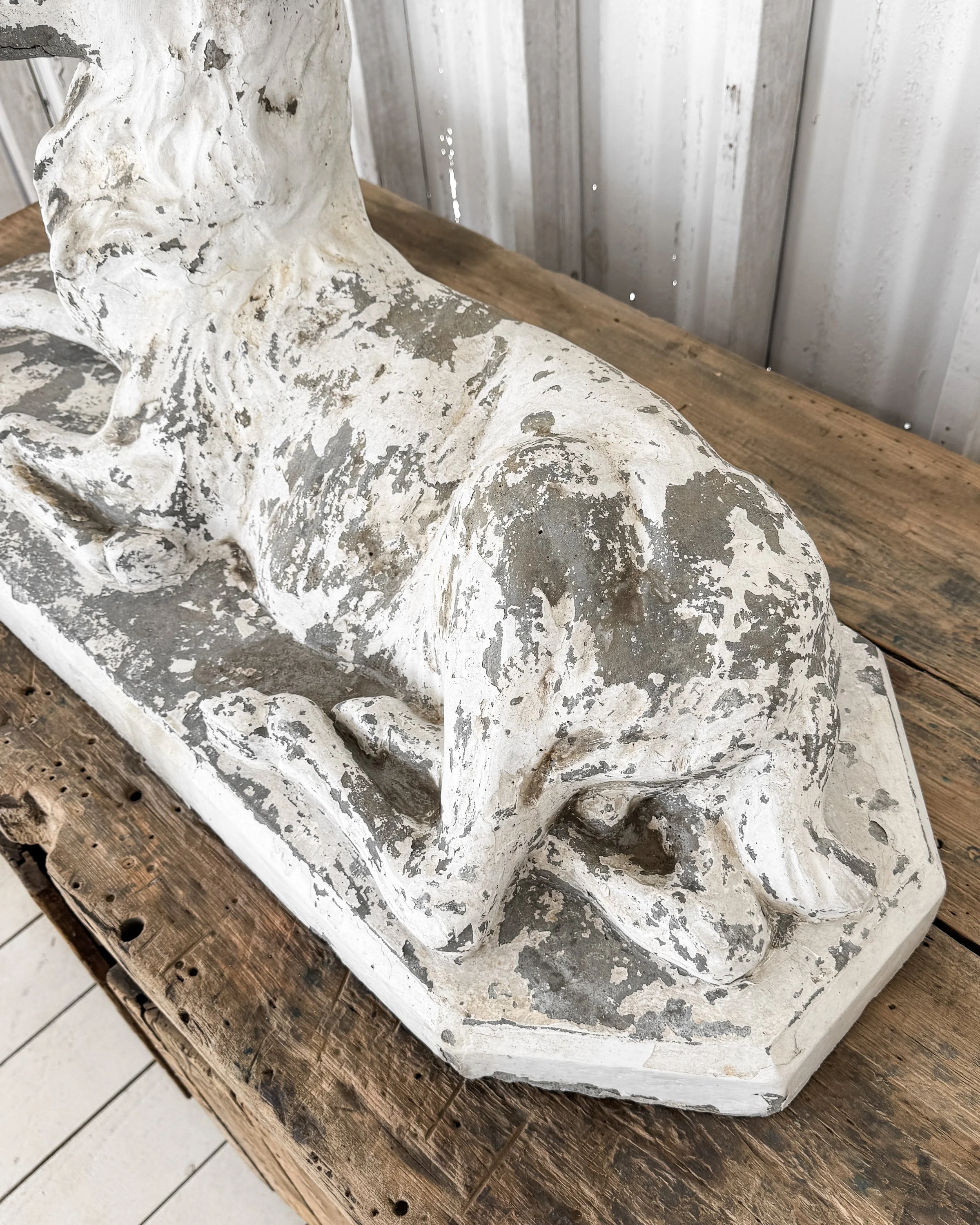 19th C. French Cast Cement Pastoral Stag Statue