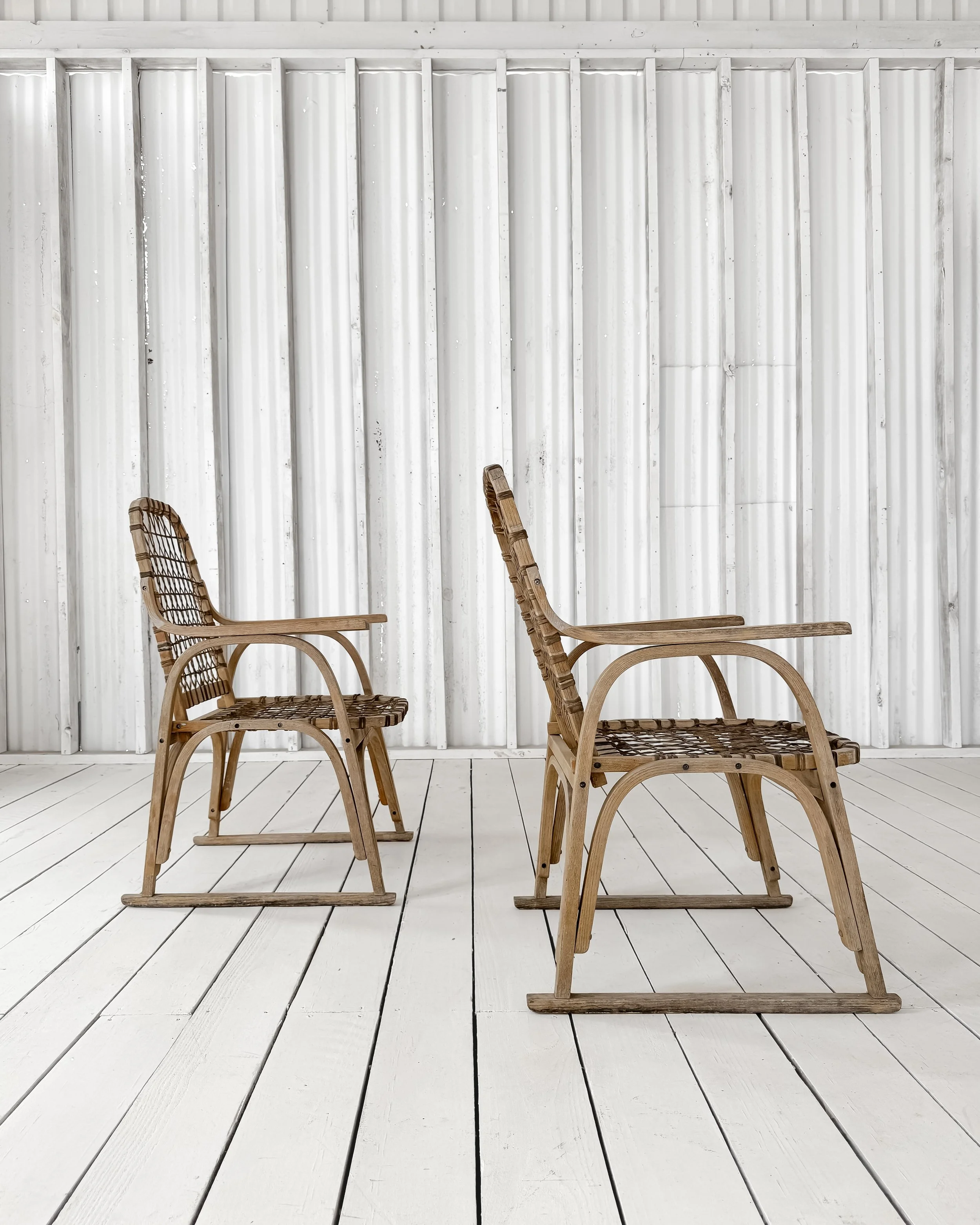 (Pair) Danish Woven Bentwood Chairs