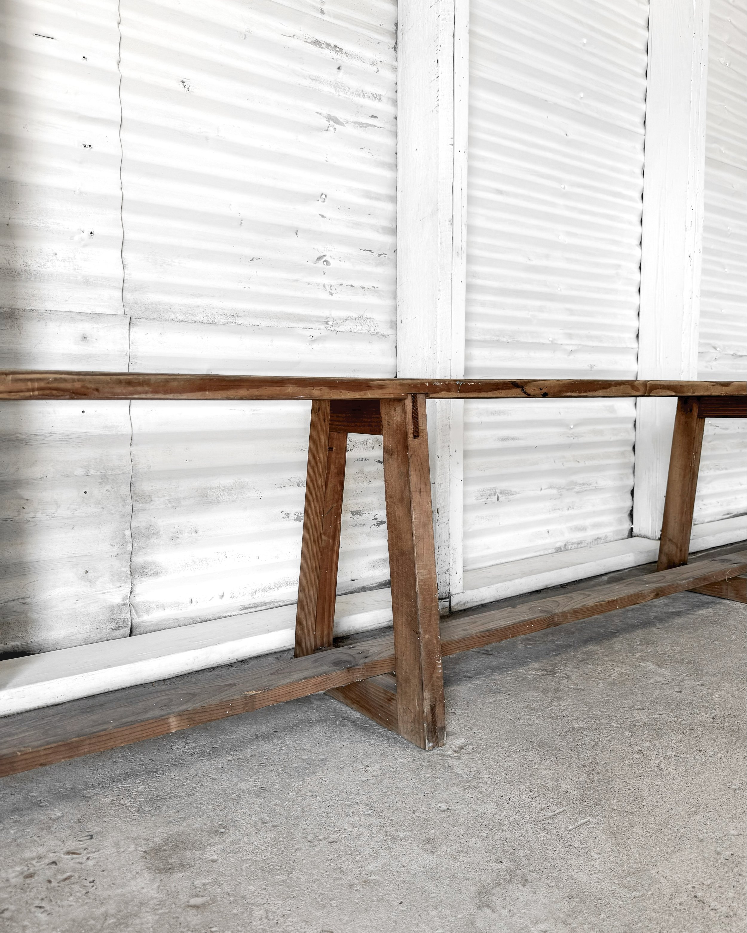 Antique French Bench with A-Frame Legs