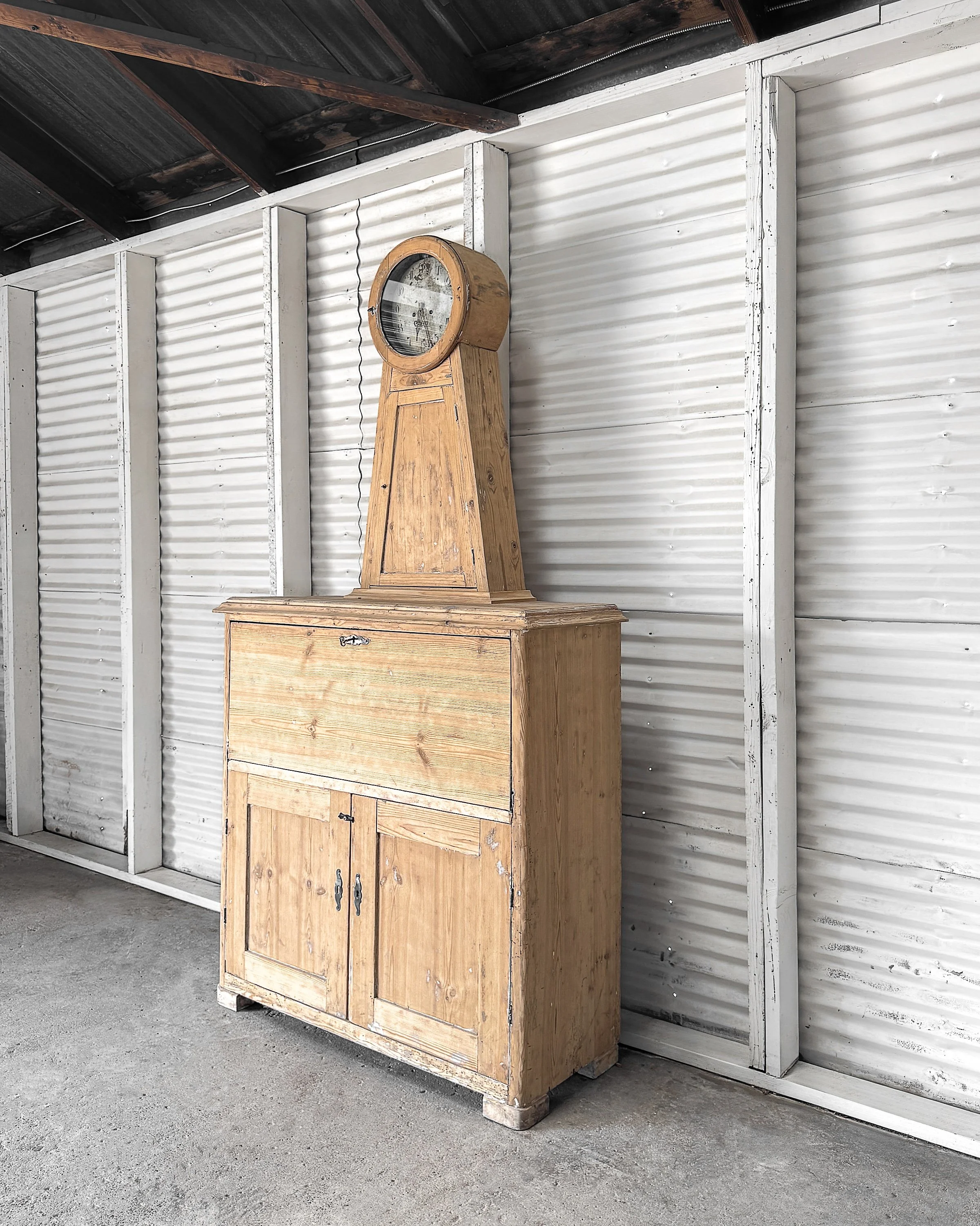 18th century Swedish Gustavian Mora Clock Secretary