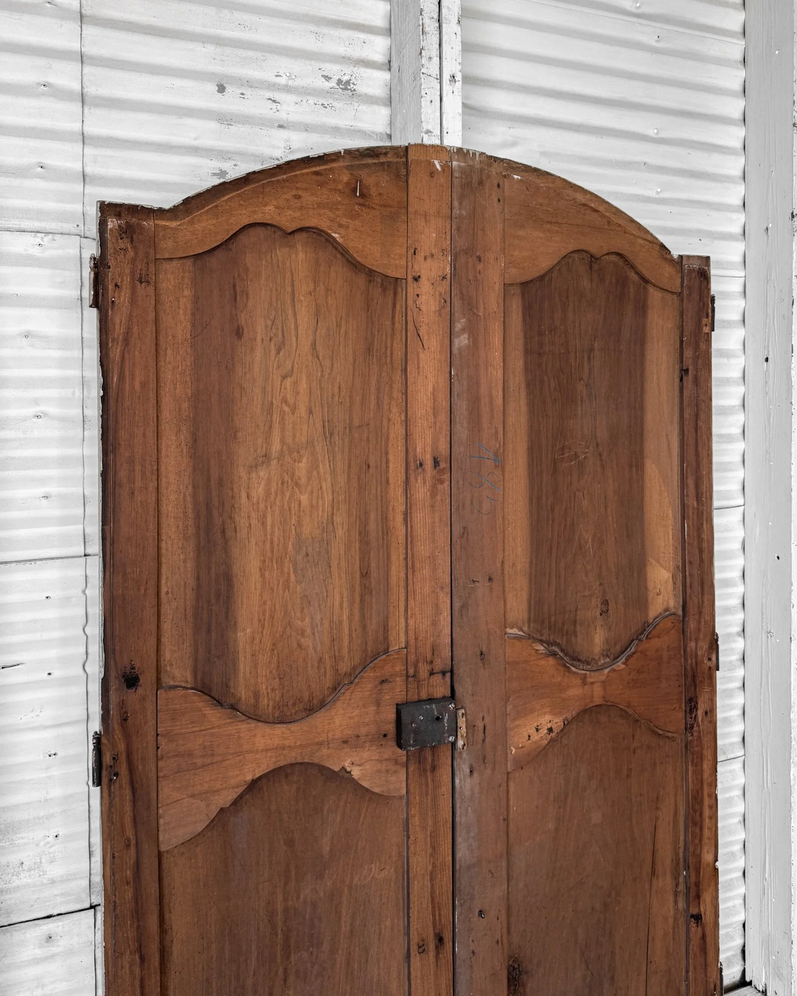 Pair Salvaged Antique Provincial Arched Top French Wardrobe Doors