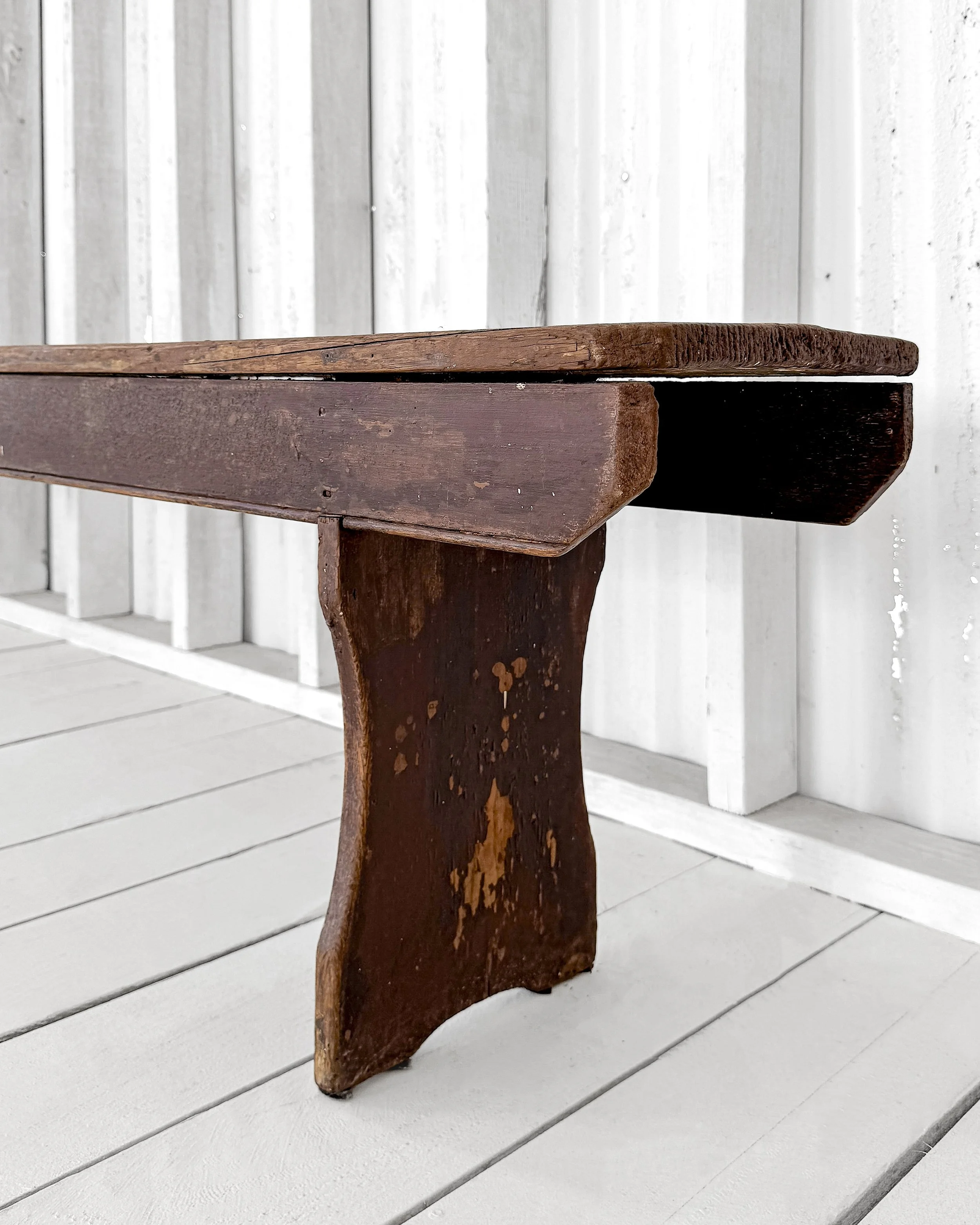 Antique English Painted Farmhouse Bench with Apron