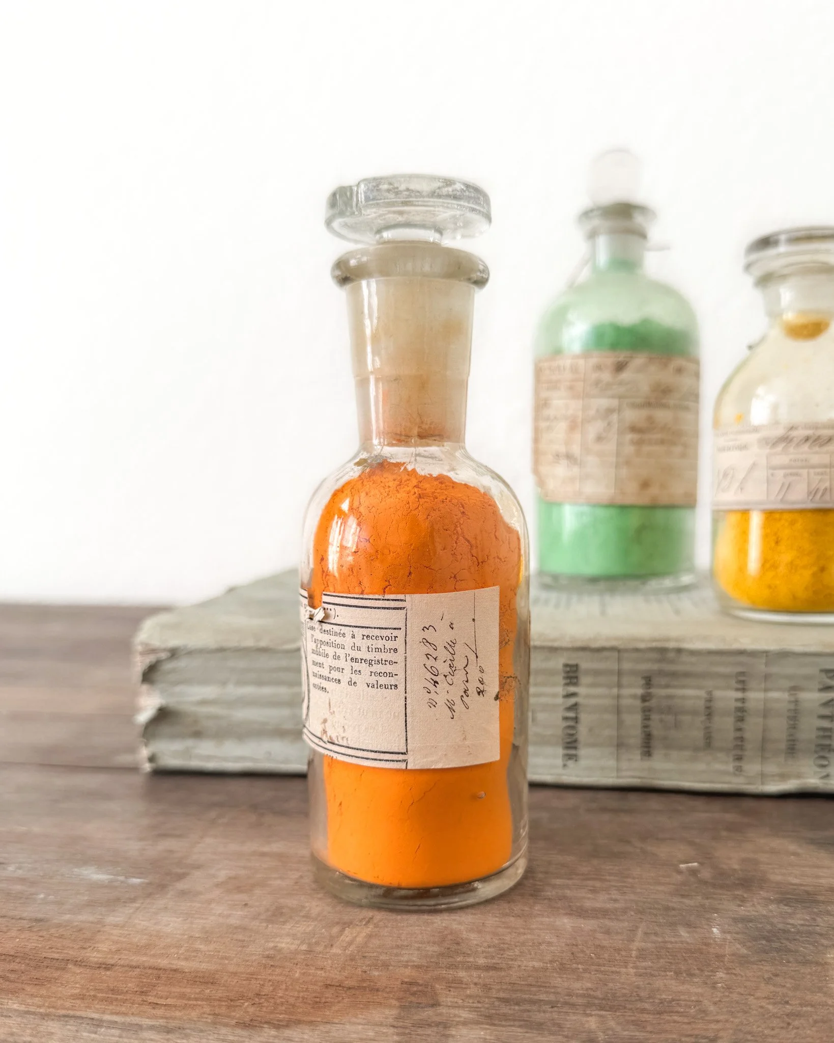 19th Century French Paint Pigments in Glass Bottles