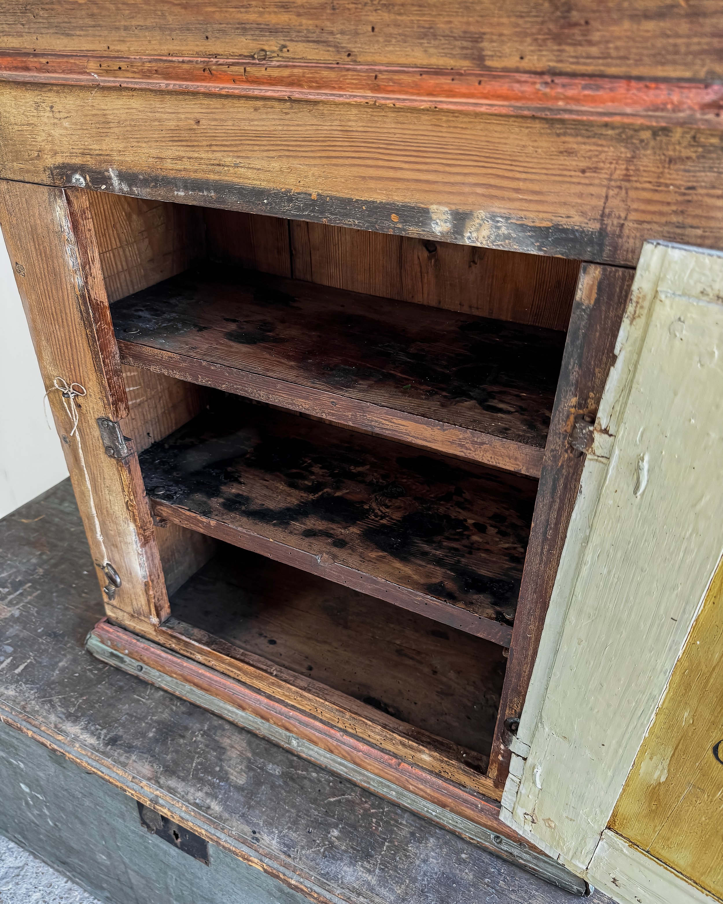 Antique Handmade Swedish Folk Art Cupboard