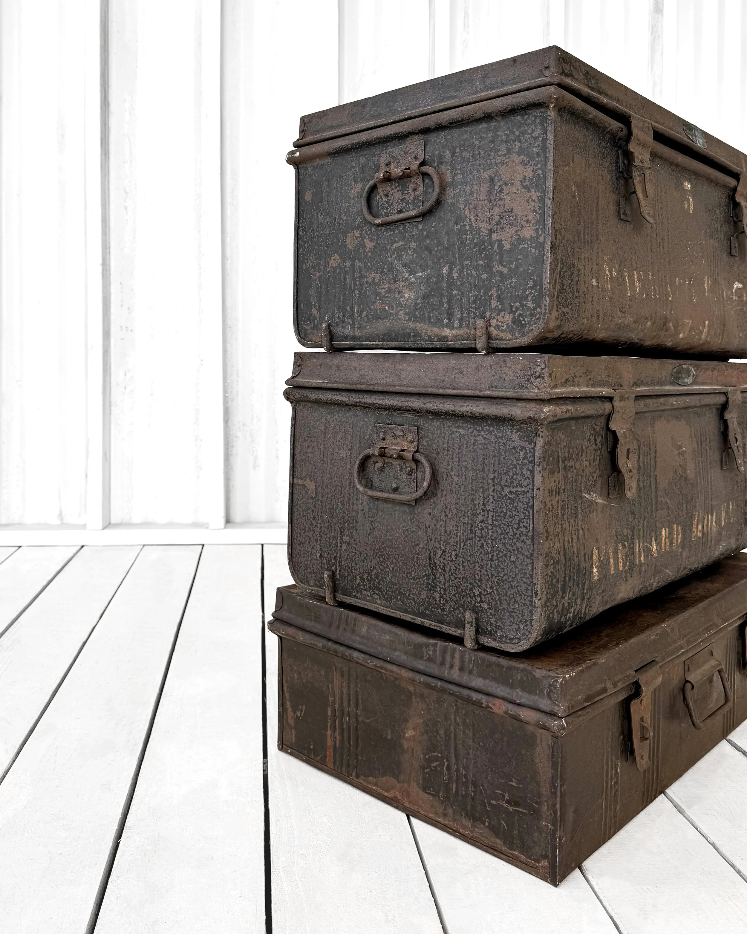 (Set of 3) Vintage Metal Storage Boxes — East End Salvage