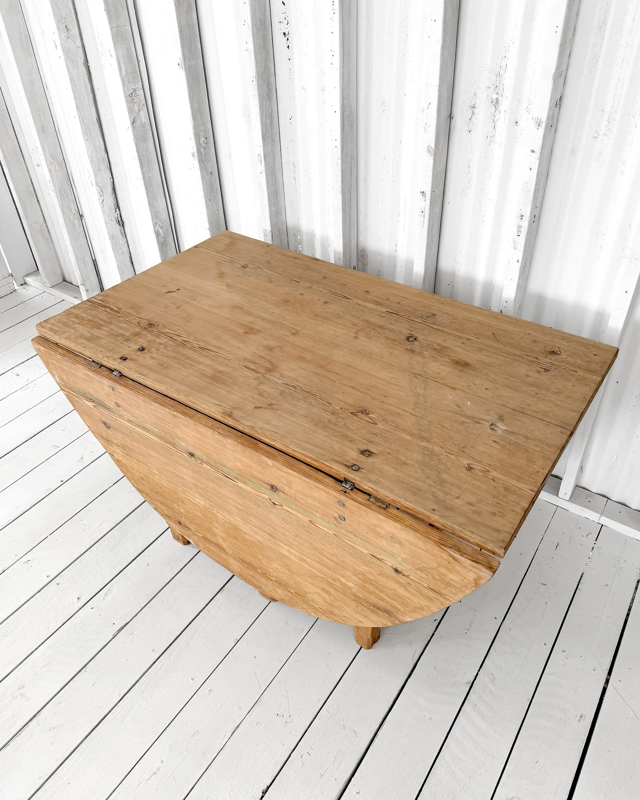 Antique Swedish Pine One-Sided Drop Leaf Table