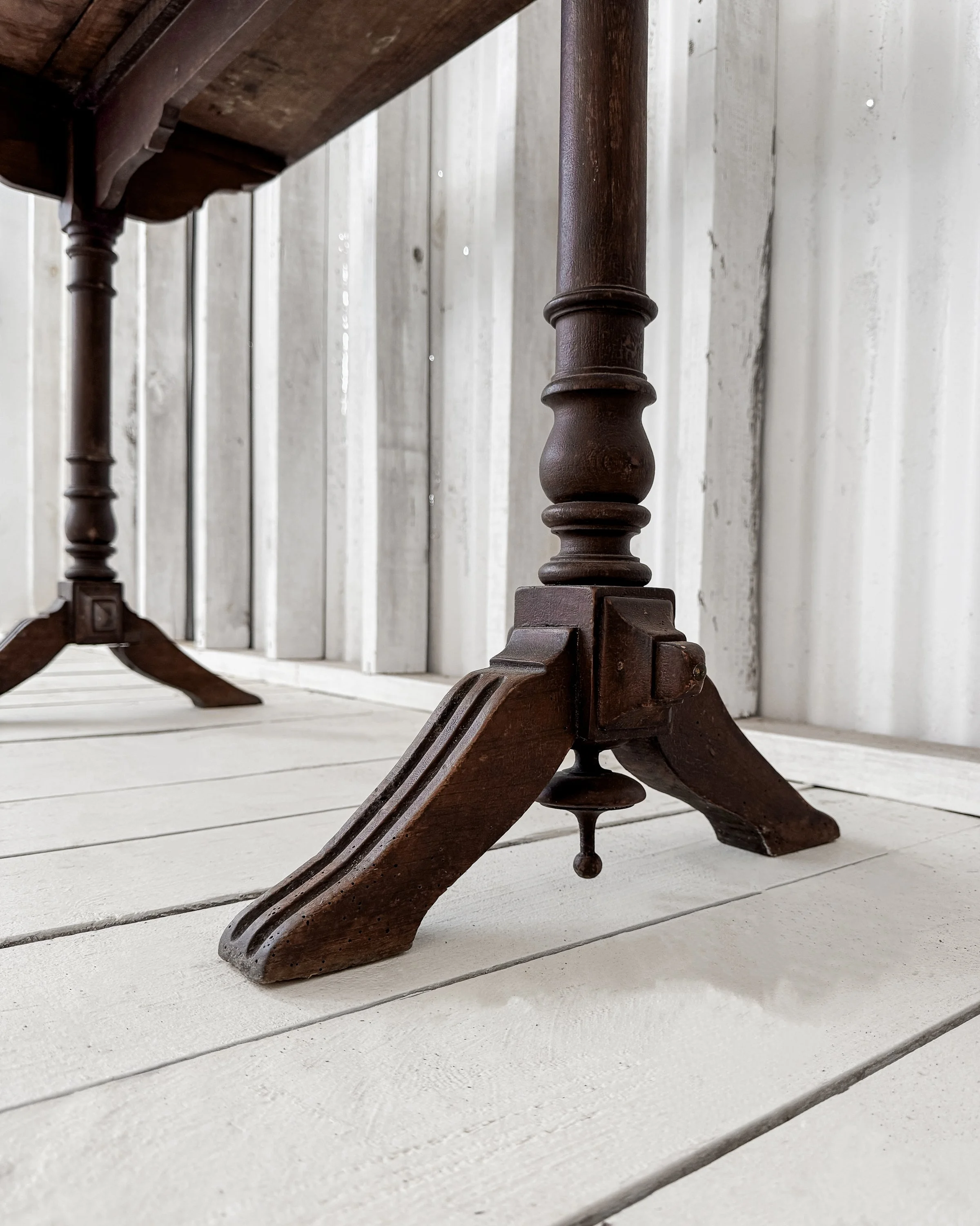 French Pine Bistro Table with Turned Legs