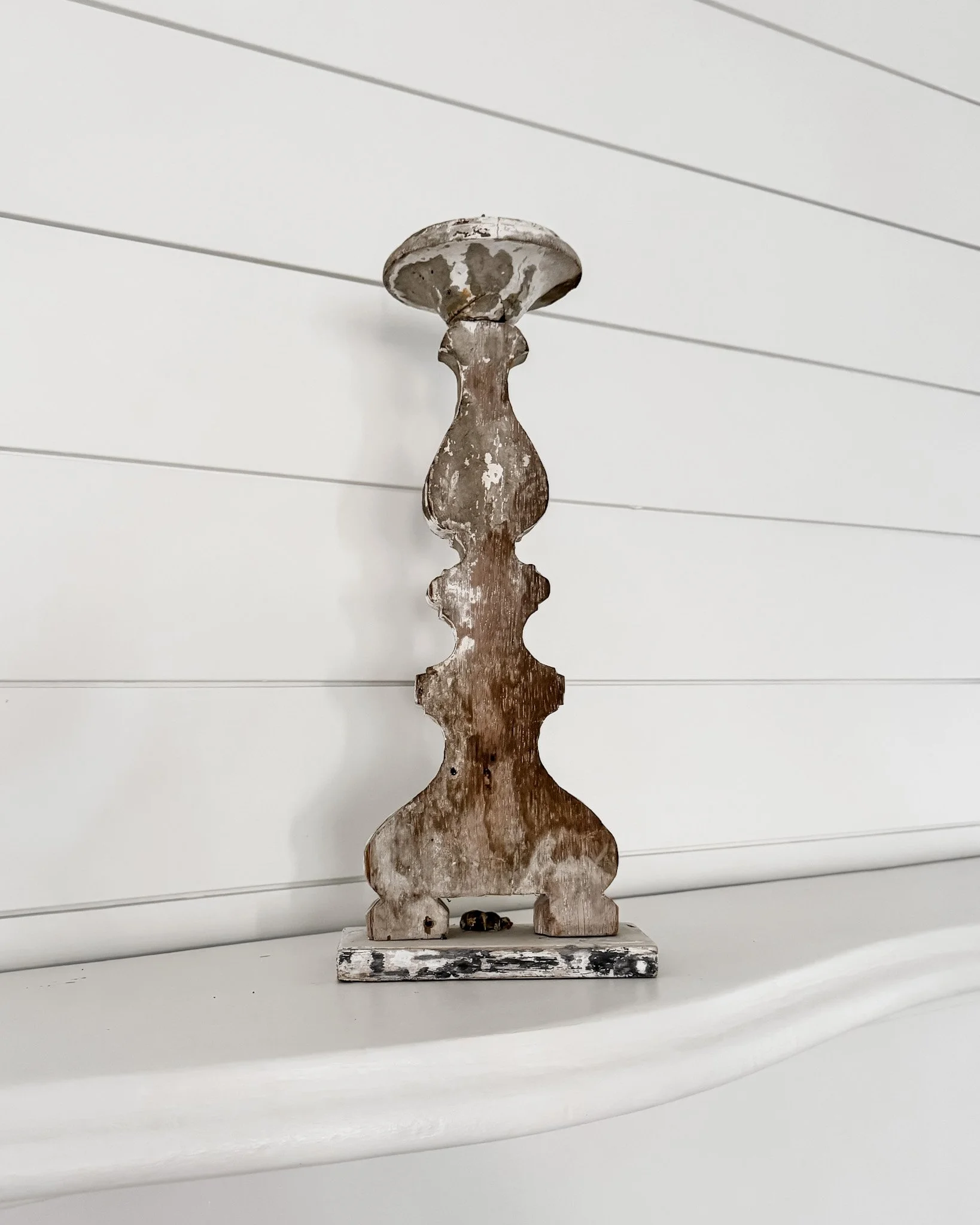 Antique French Wooden Fragment Candlesticks
