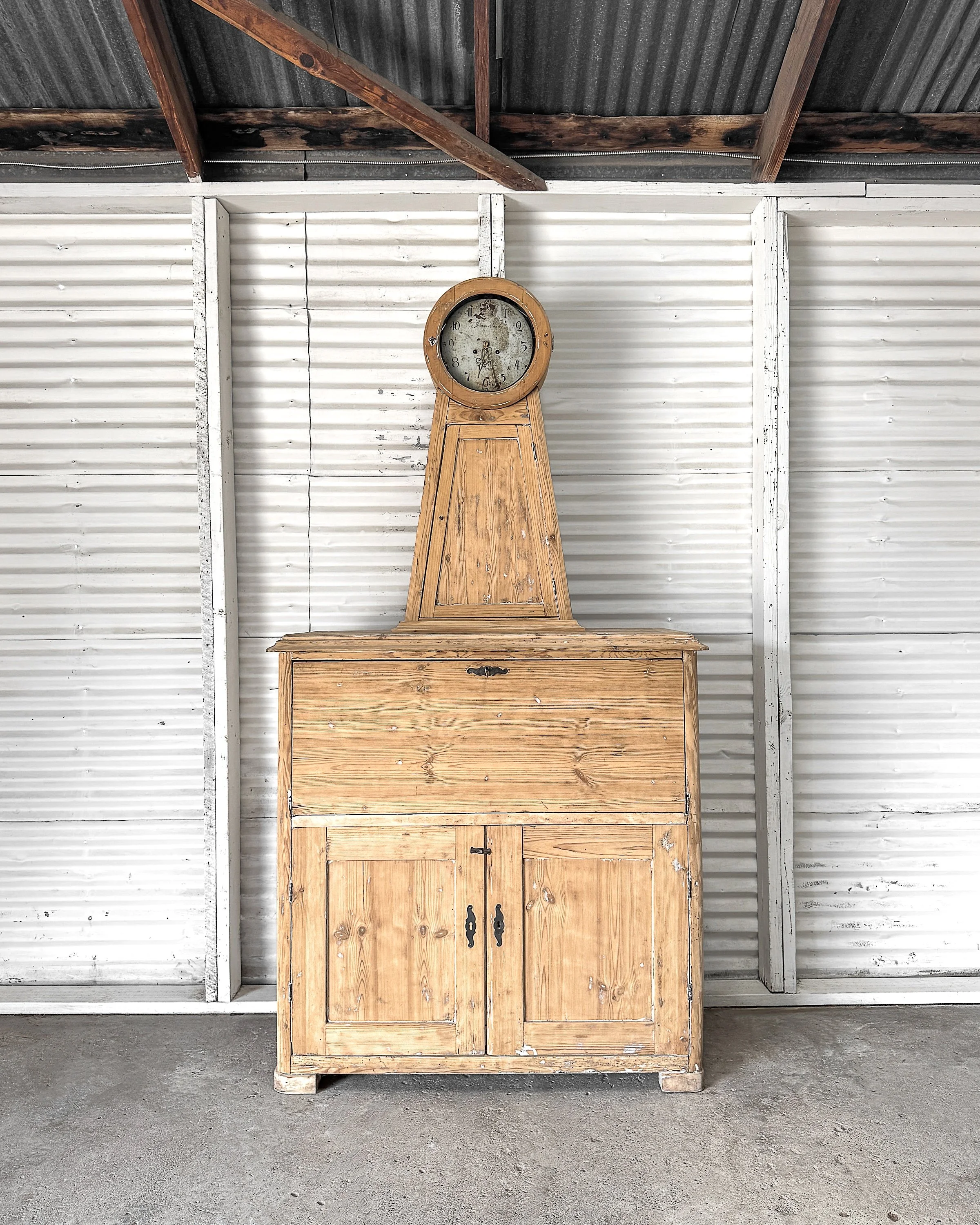 18th century Swedish Gustavian Mora Clock Secretary