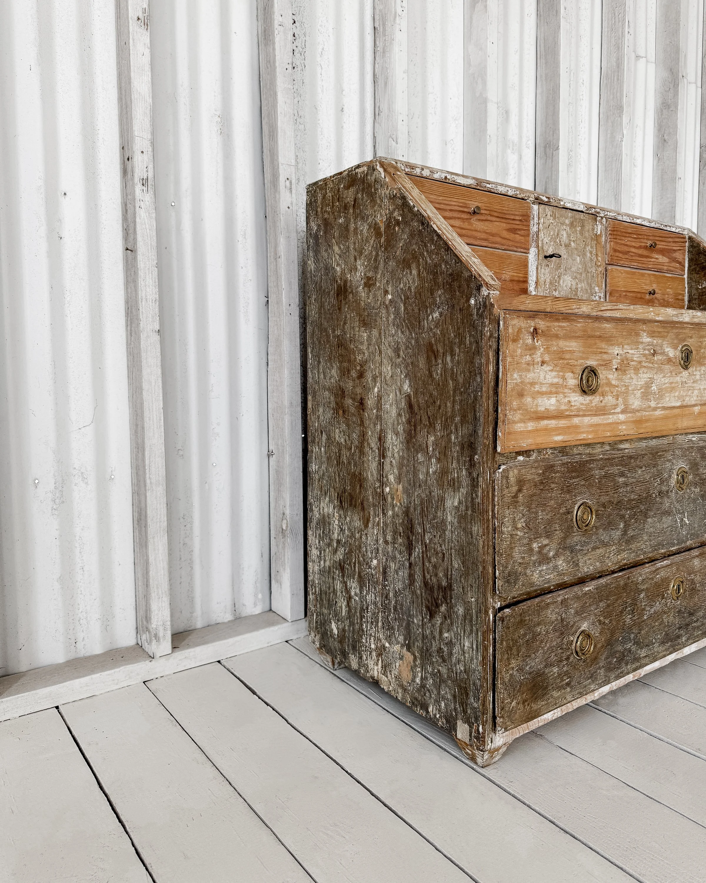 18th Century Swedish Gustavian Writing Bureau in Dry-Scraped Pine