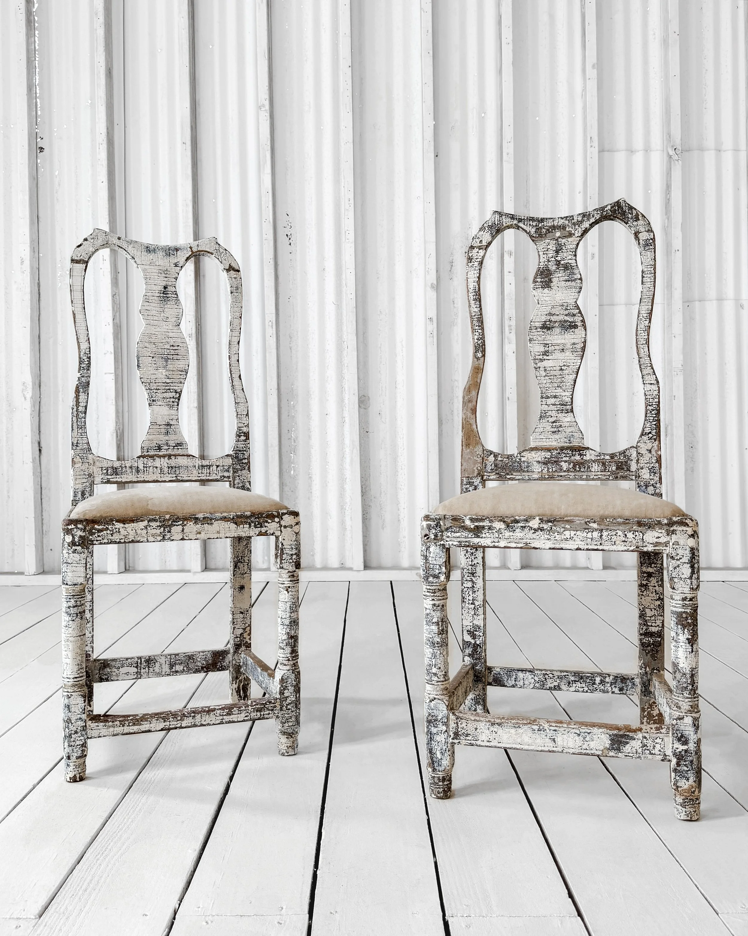 (Pair) Painted Swedish Chippendale Chairs
