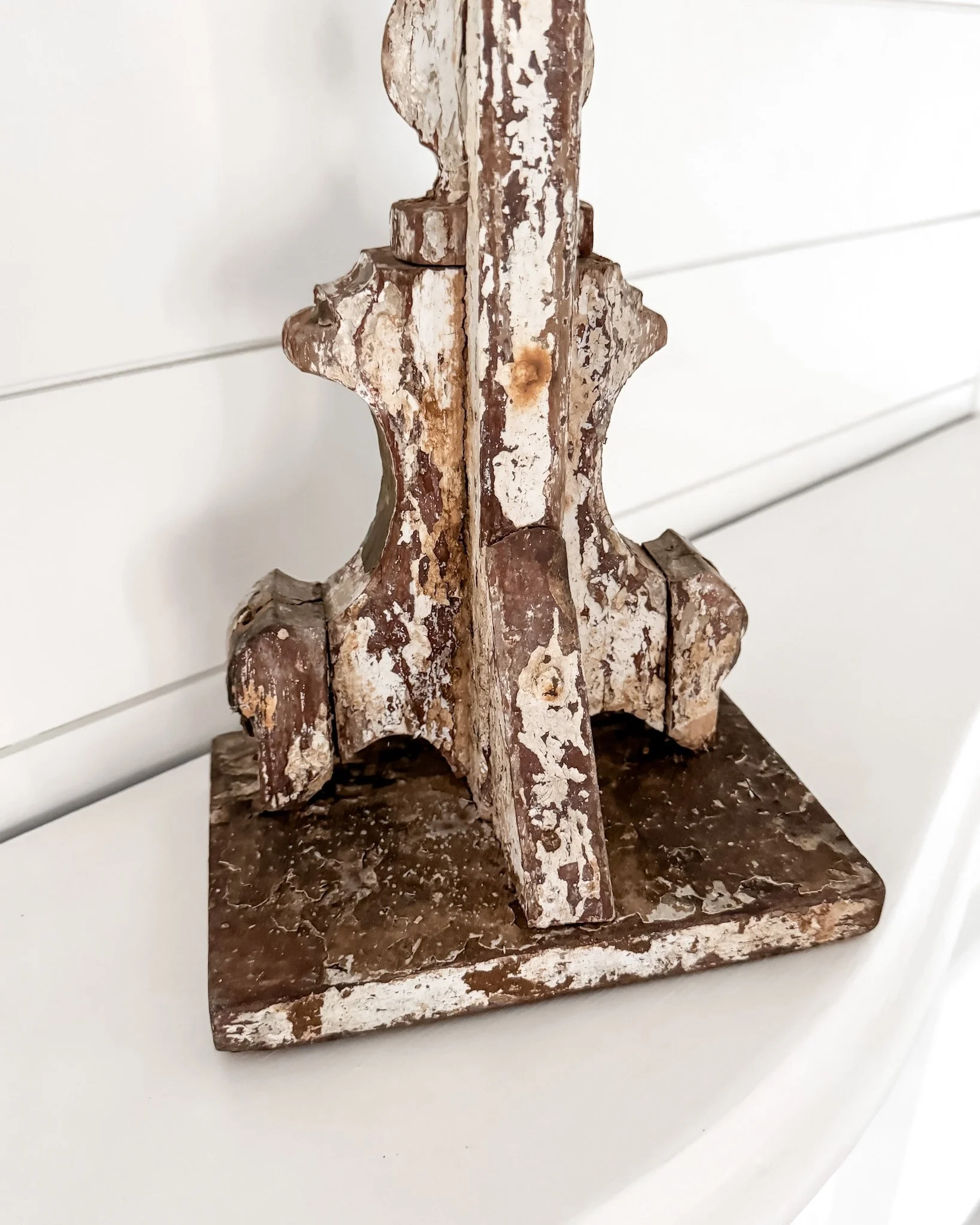 Antique French Wooden Fragment Candlesticks